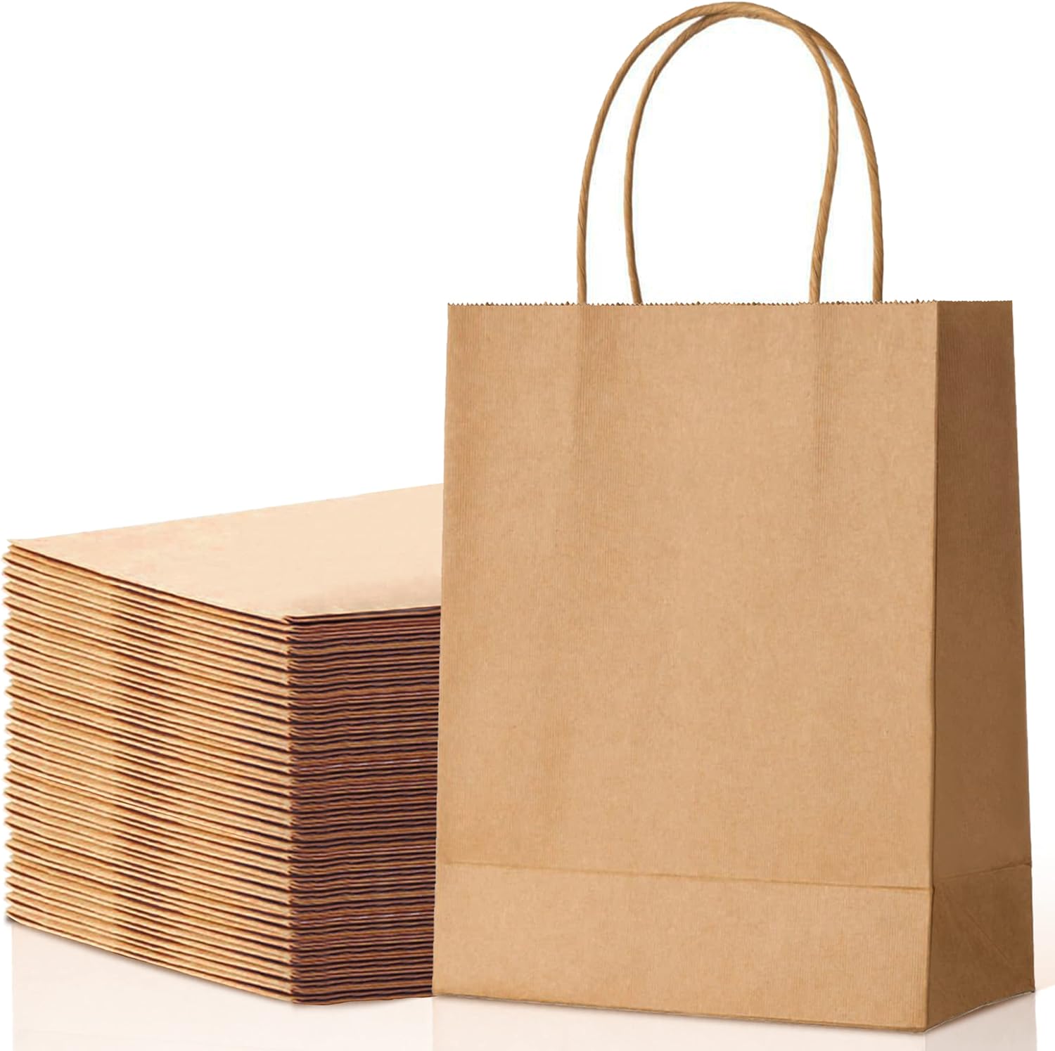 HURUC 30 Pcs Brown Paper Bags With Handles,130GSM Large Paper Gift Bags, Eco-Fri...