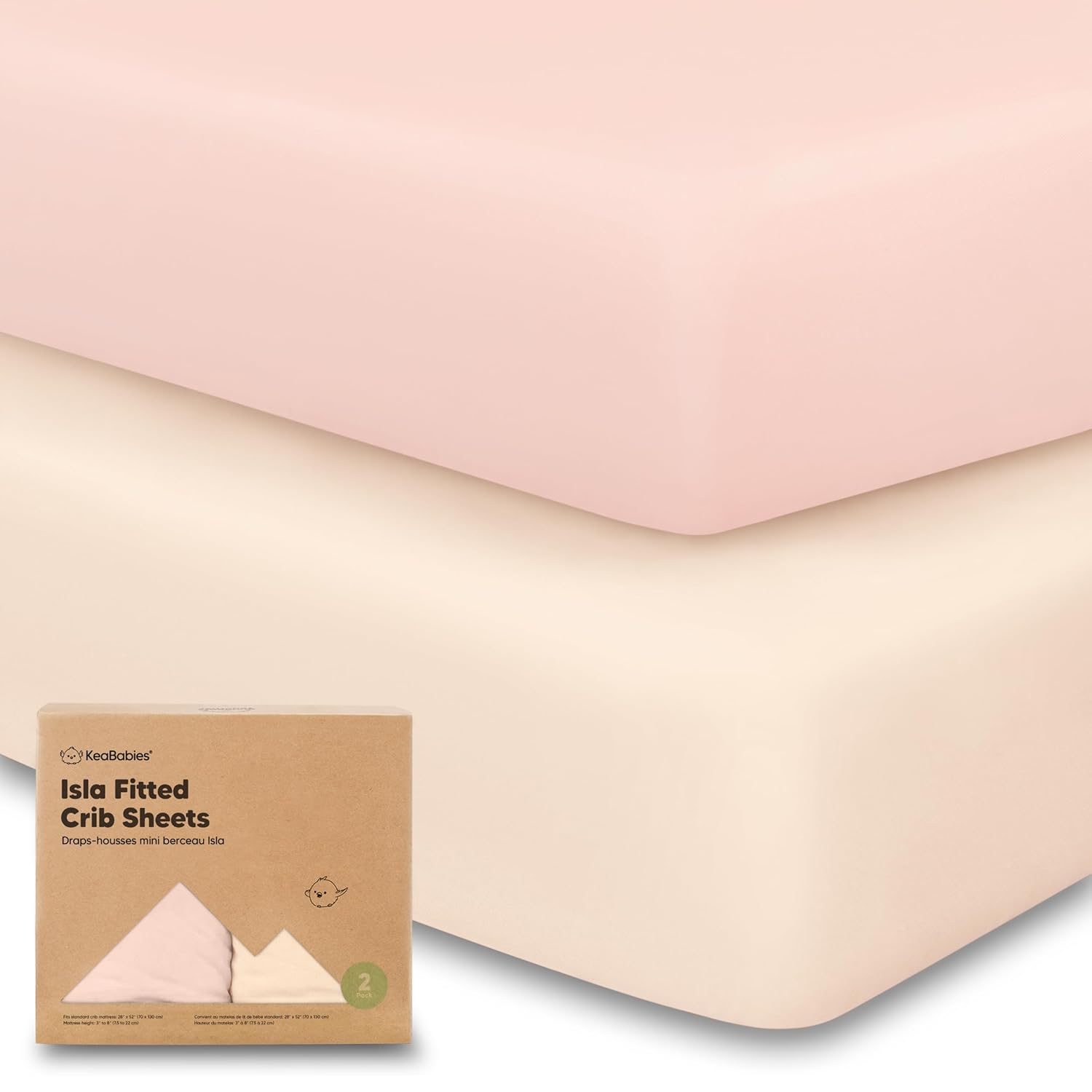 2-Pack Crib Sheets for Boys, Girls - Viscose Derived from Bamboo Fitted Crib She...