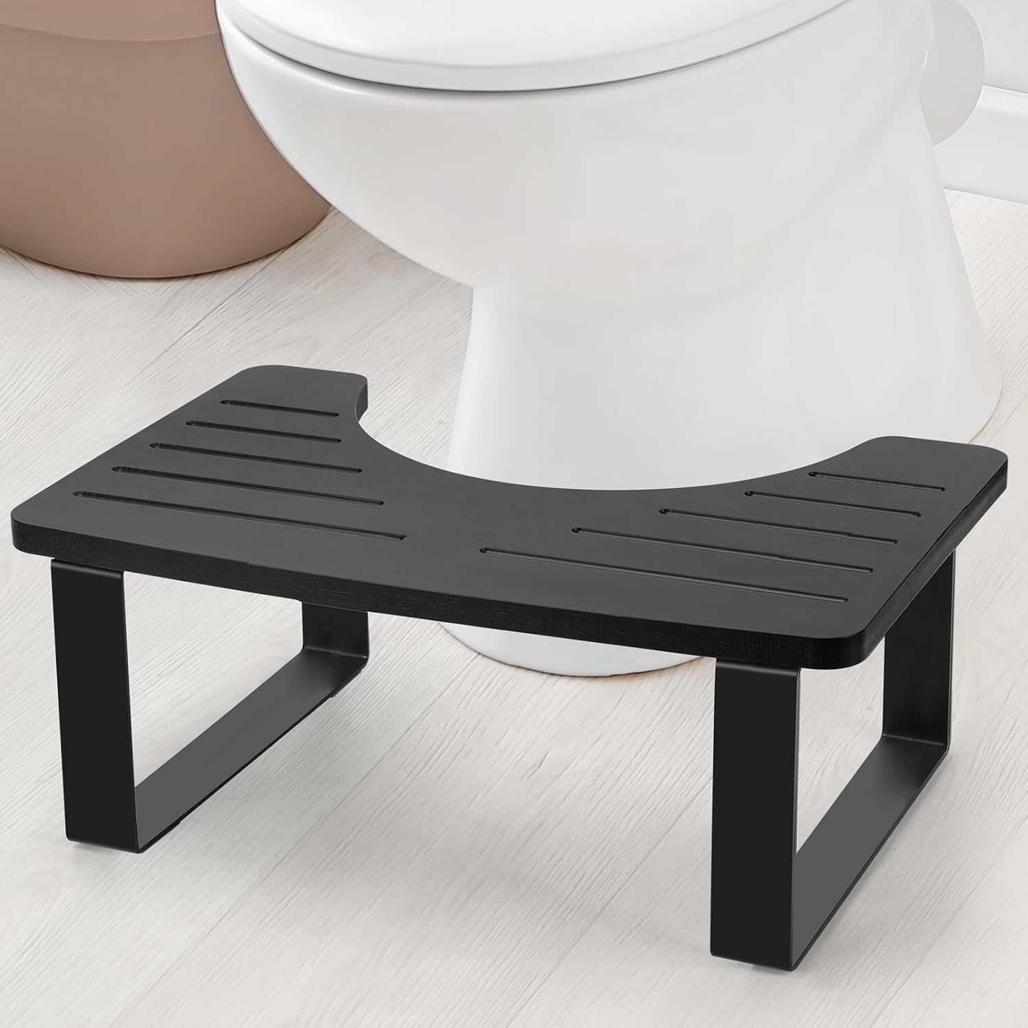 Bathroom Stool,Bamboo Toilet for Bathroom,Adult and Children's Bedpan,Portable S...
