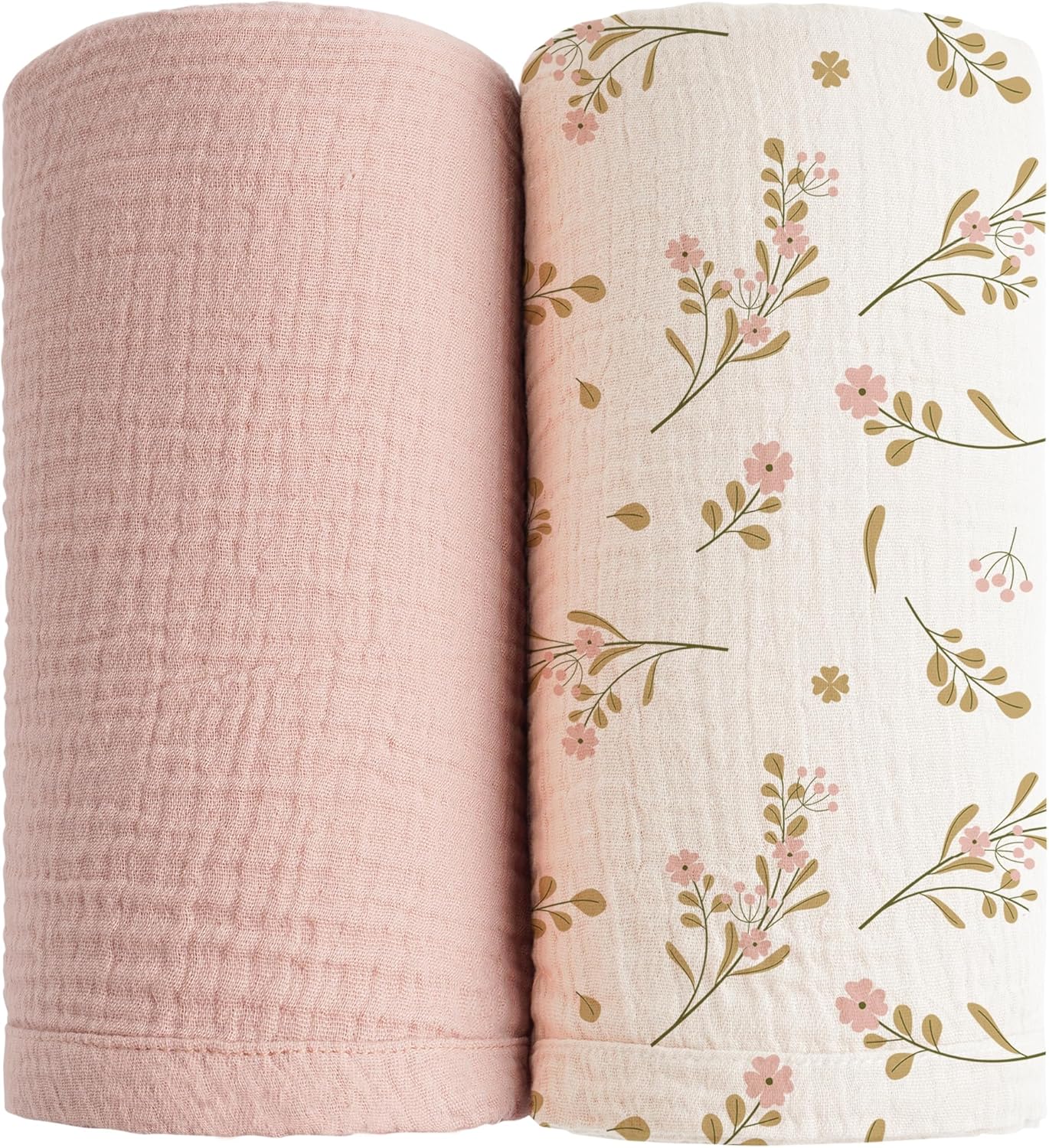 Konssy Muslin Swaddle Blankets for Boys Girls, 2 Pack Receiving Baby Blanket Lar...