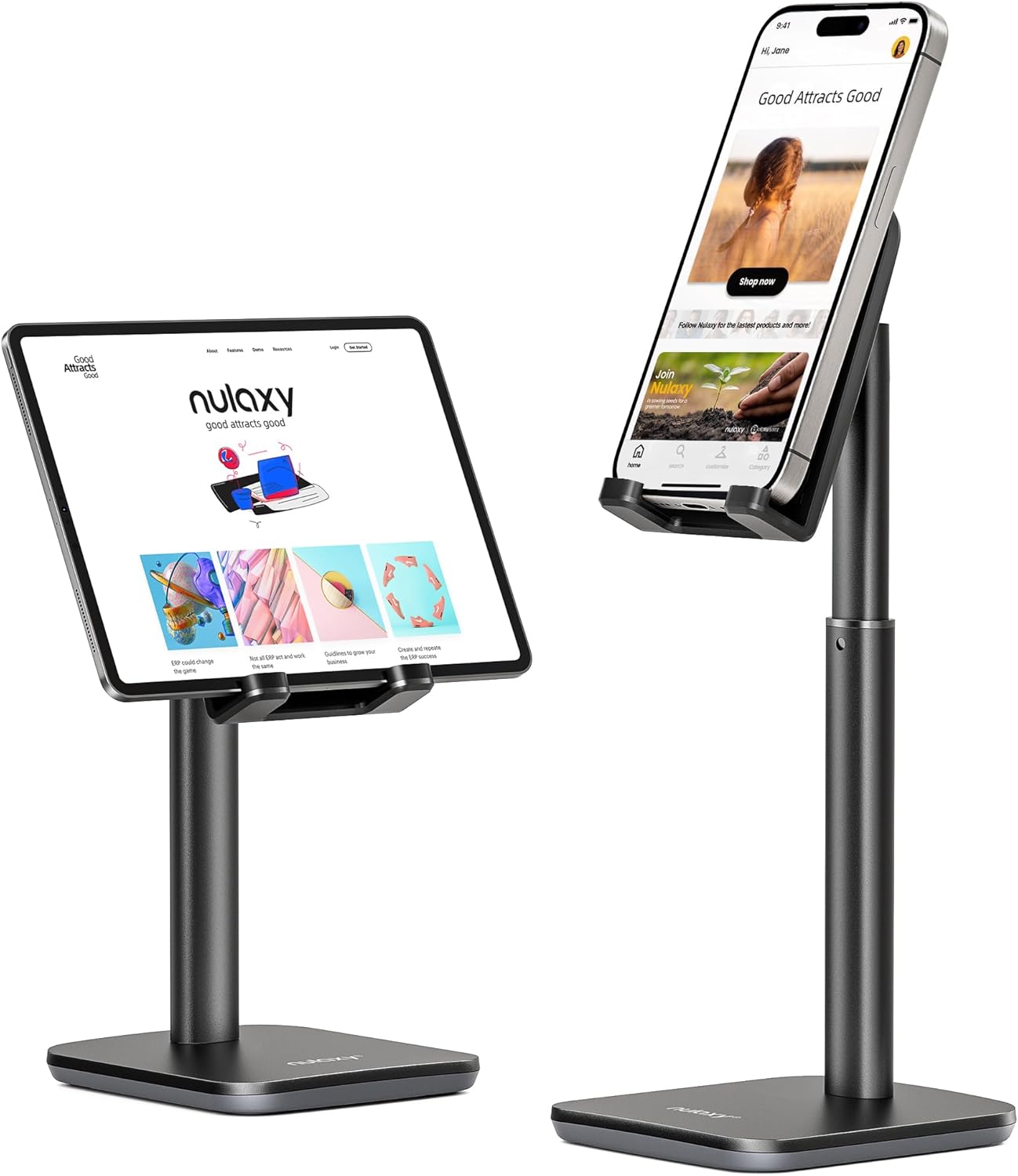 NULAXY Phone Stand, Height Angle Adjustable Mobile Phone Holder Cradle Dock for...