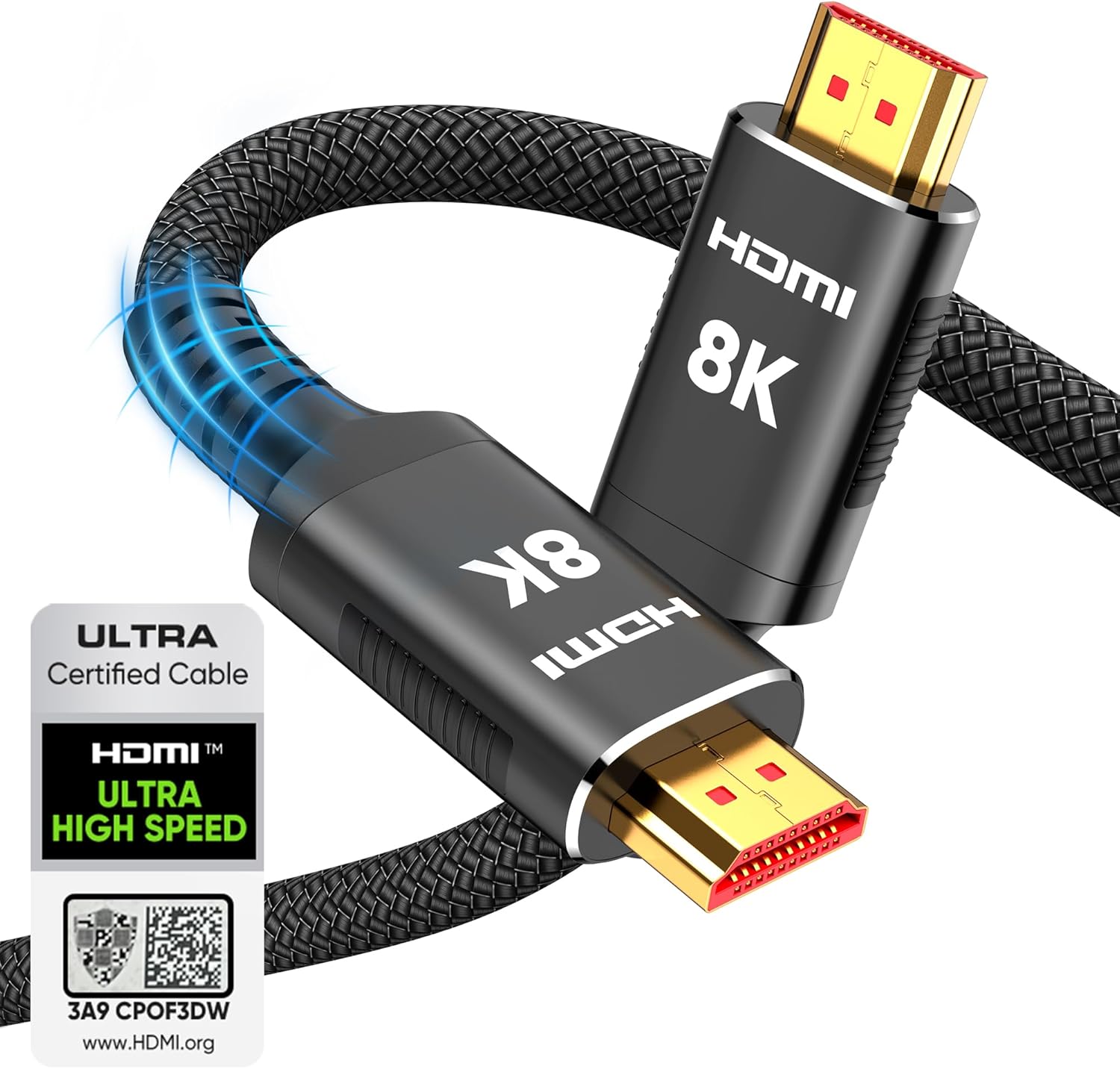 Snowkids 8K Certified HDMI 2.1 Cable 10 ft, 48Gbps Ultra High-Speed HDMI Cables...