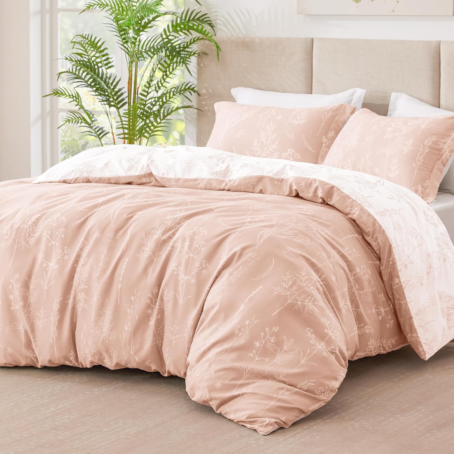 Love's cabin Dusty Rose Pink Queen Comforter Set - Queen Size Comforter Set, 3 P...
