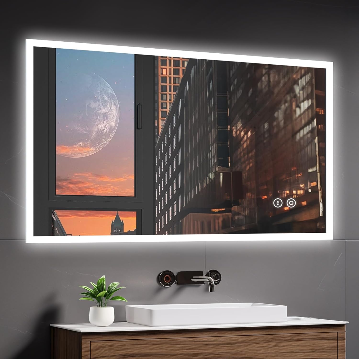 YOLEO Bathroom Mirror with LED Lights, 1200x800mm Illuminated Bathroom Mirror, W...