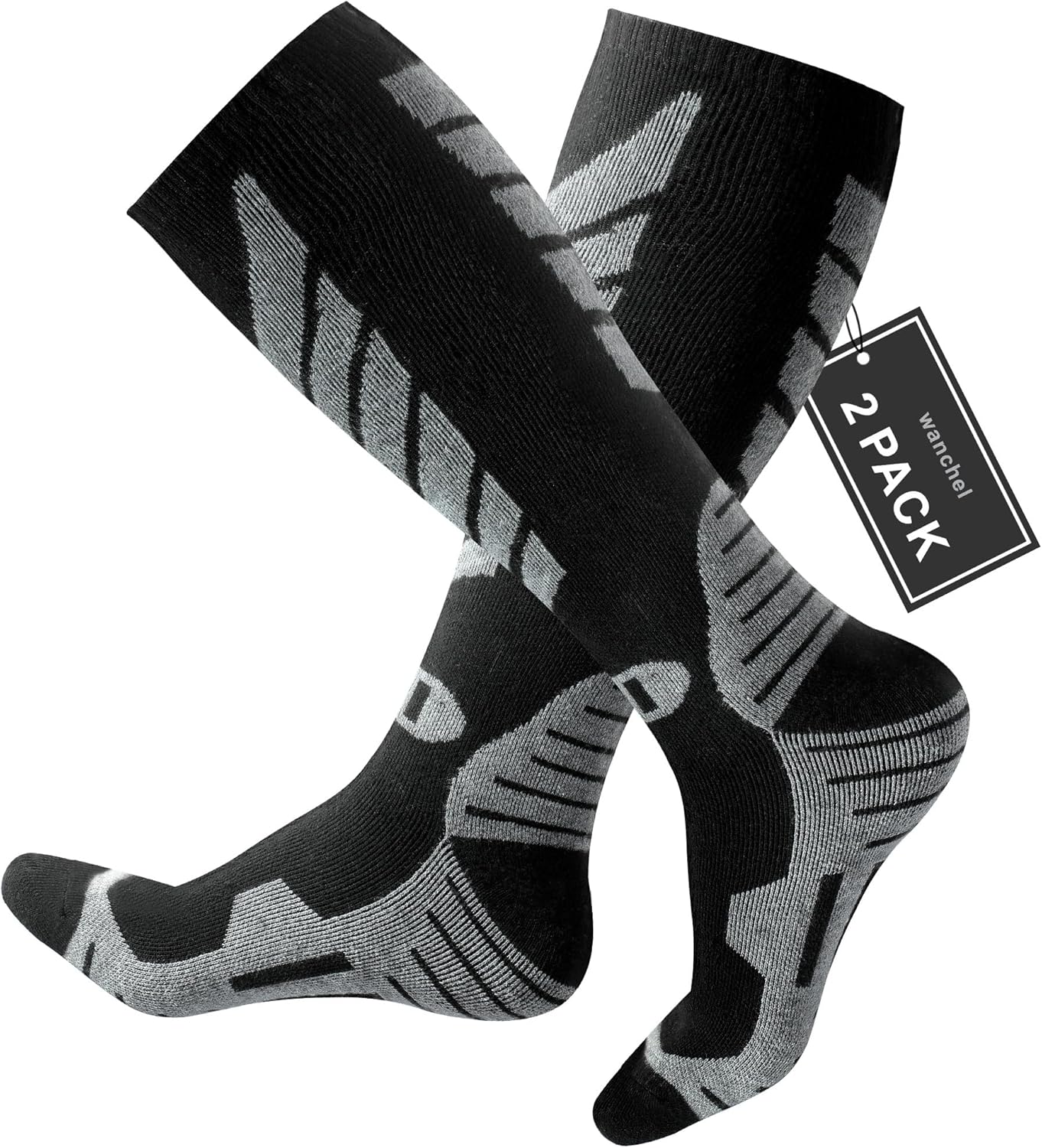 Merino Wool Ski Socks - 2 Pairs Knee High Skiing Socks, Winter Warm Snowboard Th...