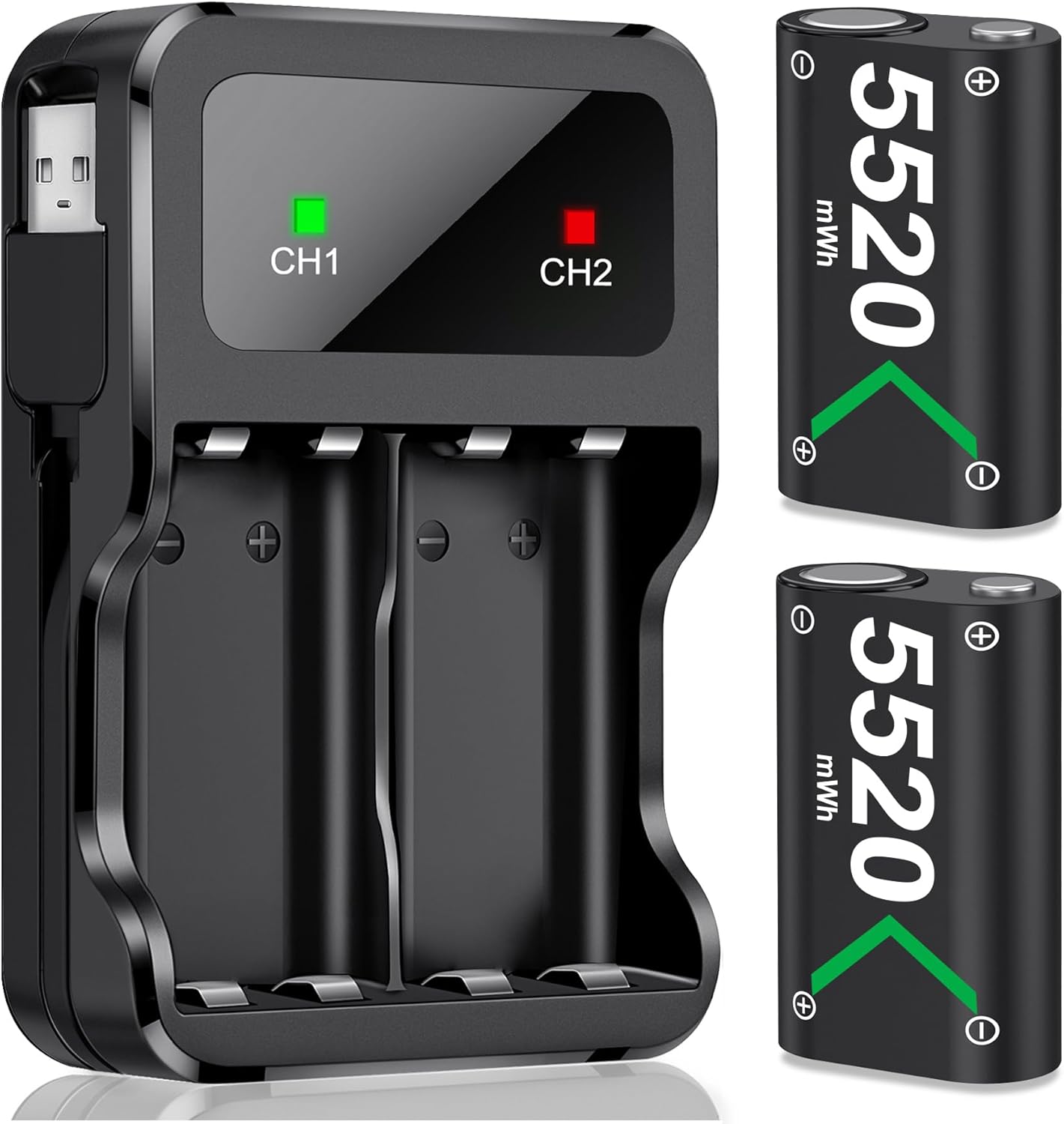 HELLCOOL Xbox Controller Battery Pack,2x5520mWh Xbox Battery Pack Rechargeable w...