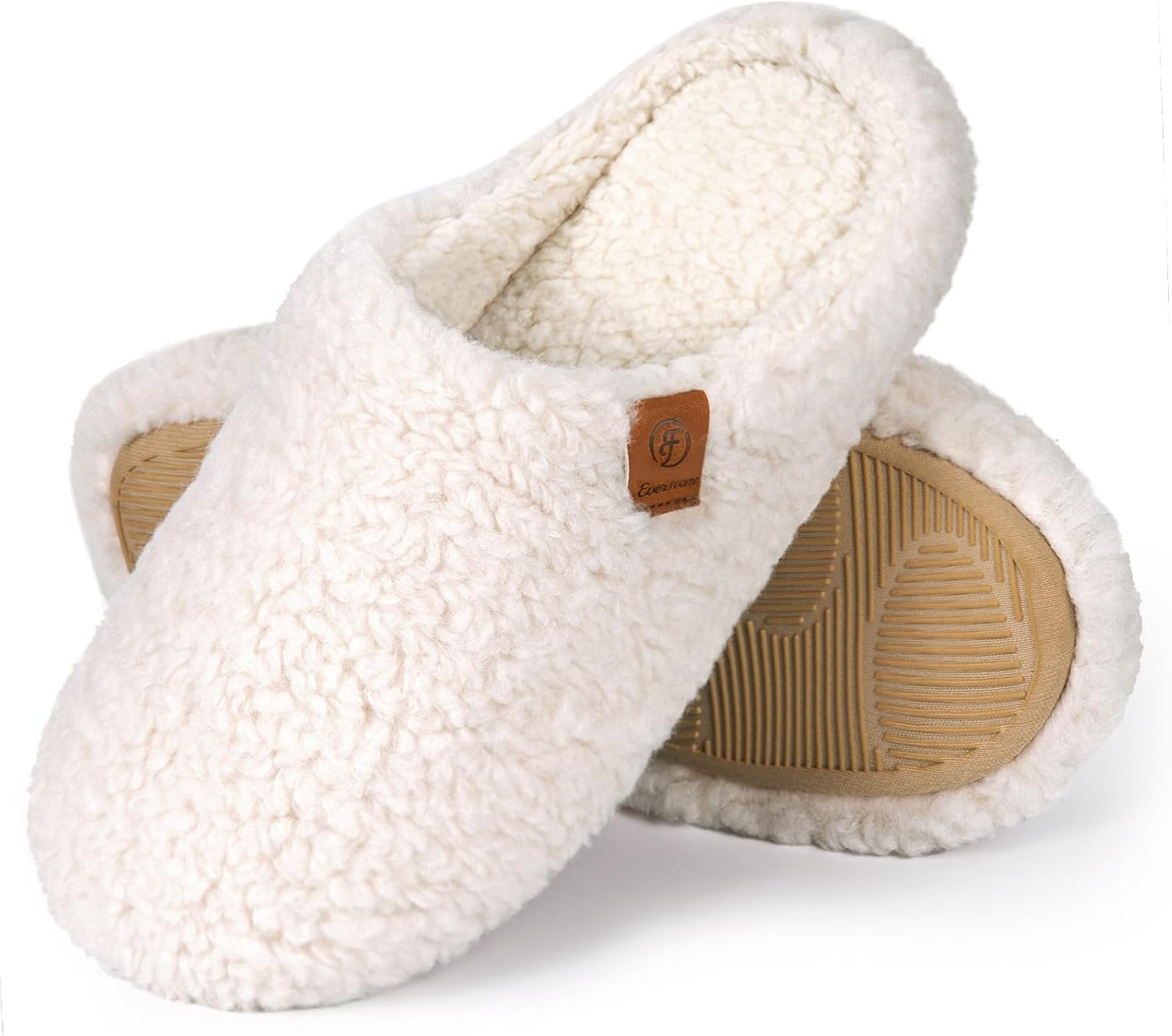 EverFoams Women's Mule Slippers Comfy Warm Shearling Lightweight Breathable Memo...