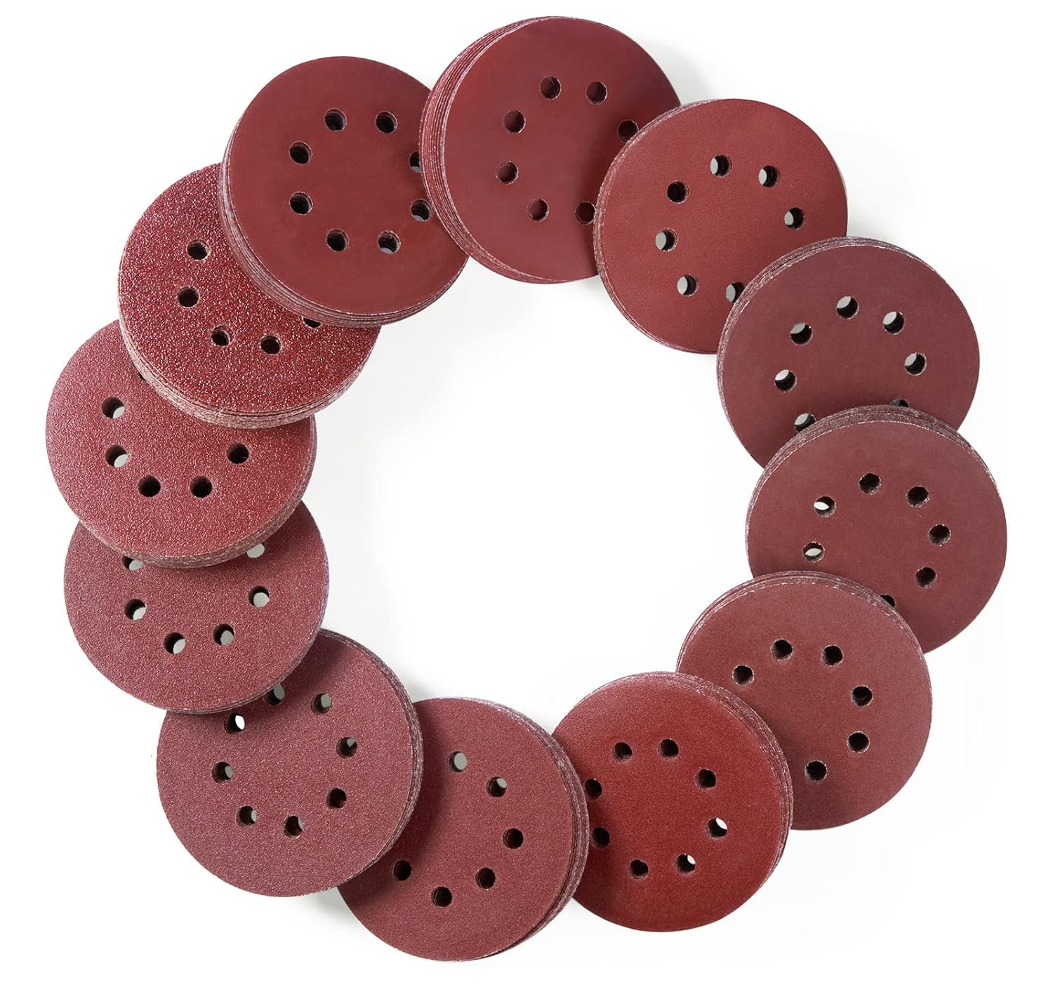 240PCS 125 mm Sanding Discs Round Hook and Loop Kit with Multiple Grits for Rand...