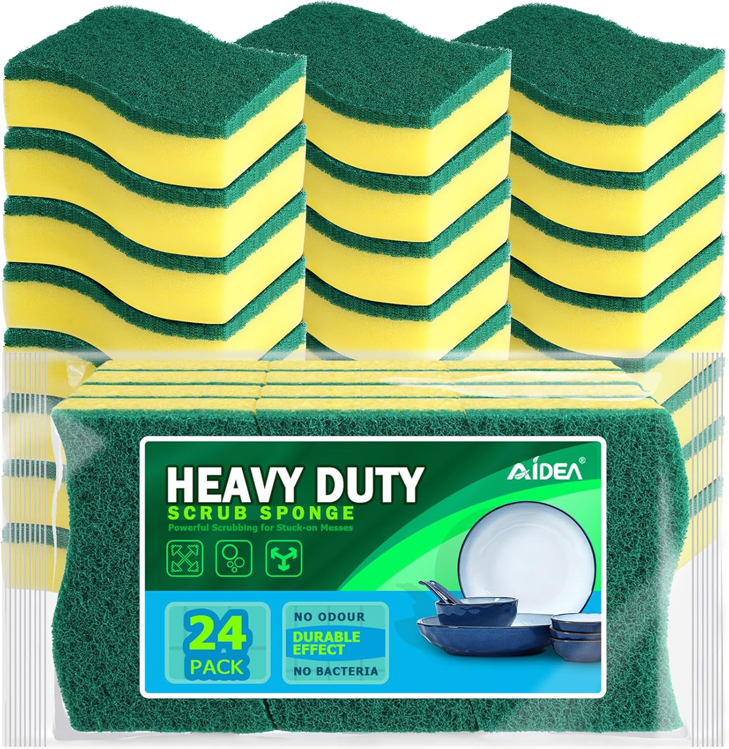 AIDEA Heavy Duty Scrub Sponge-24Count, Cleaning Sc...
