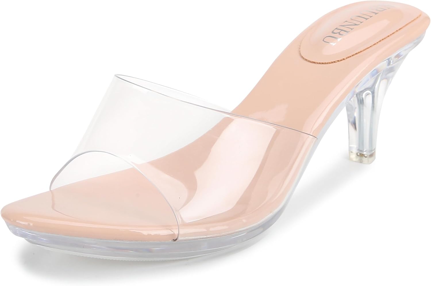 NBUUNBU Clear Heels for Women Silver Black Heels Little Platform Sexy High Heels...