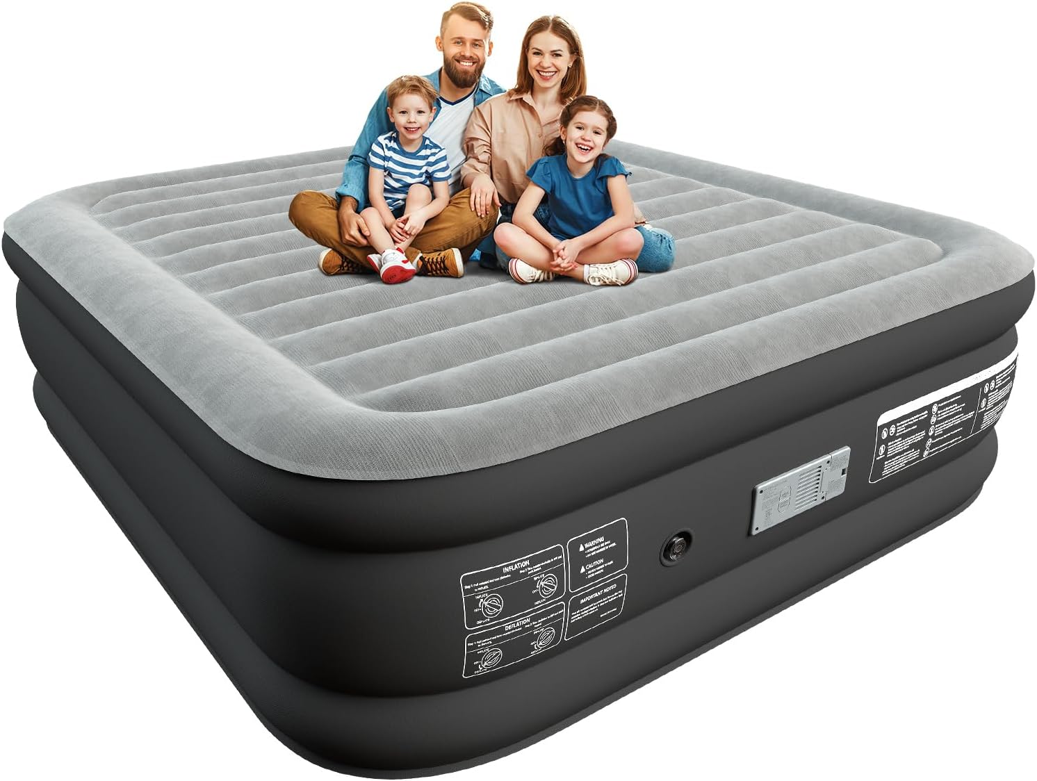 20" Queen Air Mattress with Built in Pump Upgraded Auto Stop Electric Air Pump R...