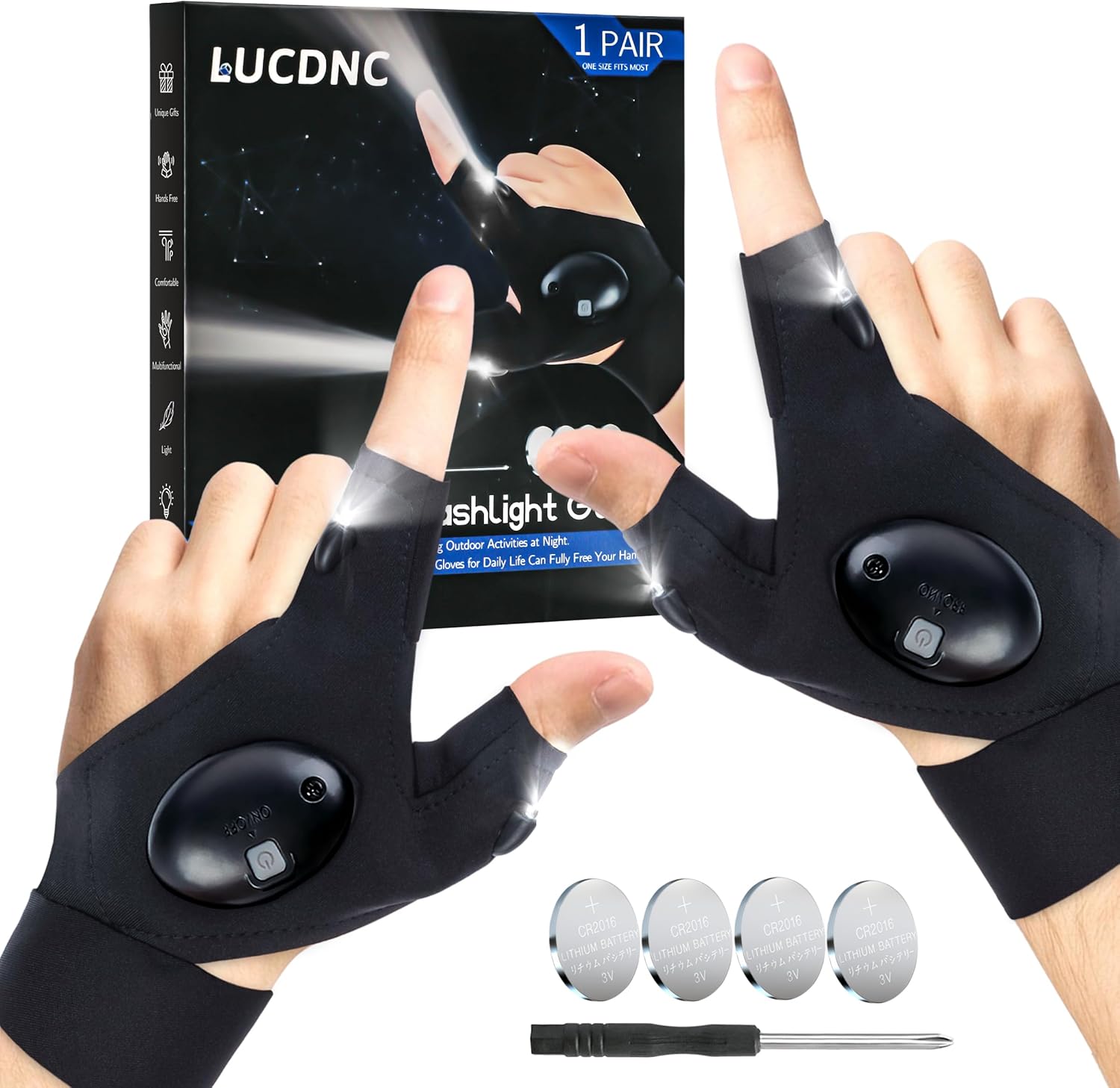 LED Flashlight Gloves Gifts for Men Christmas Gifts Stocking Stuffers for Adults...