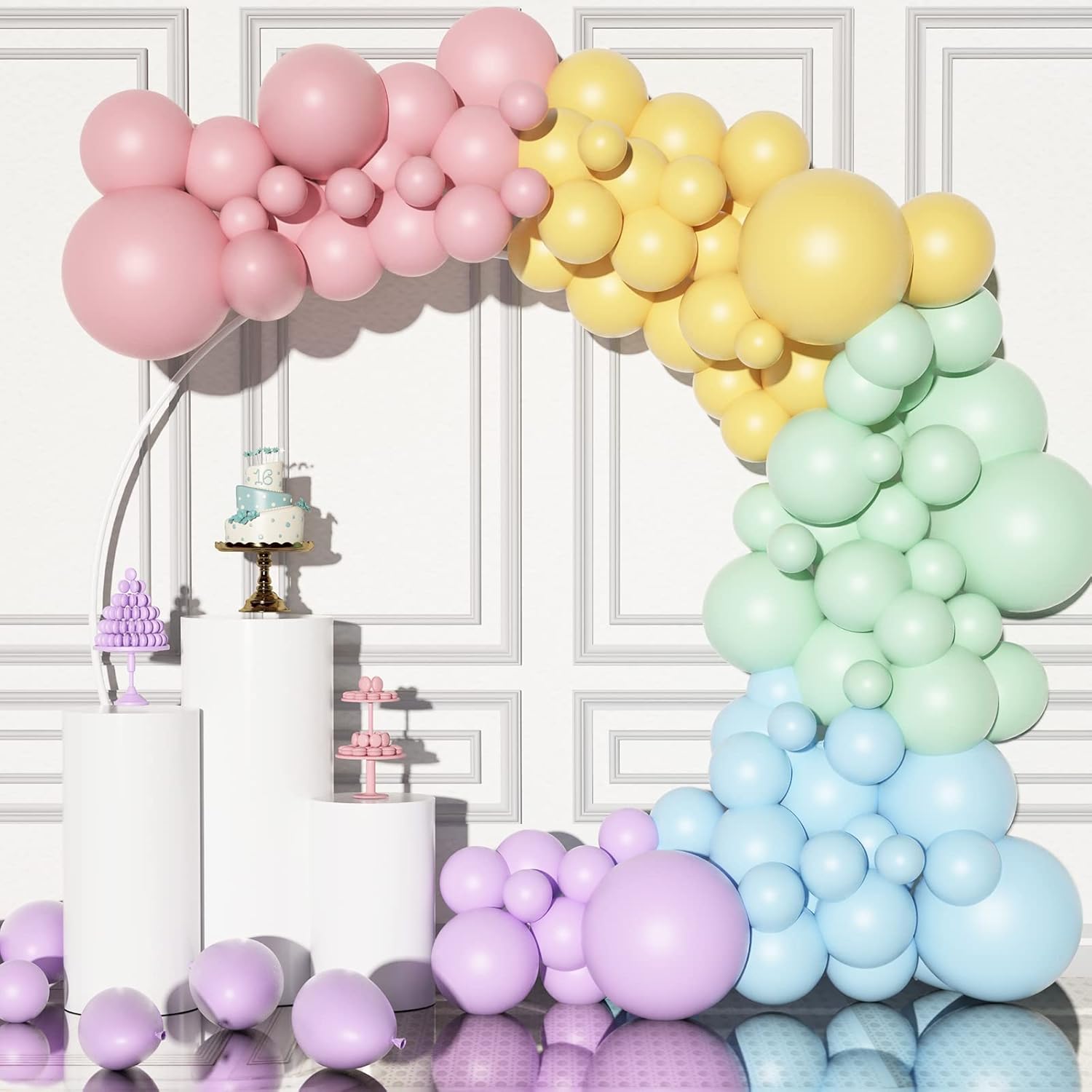 Pastel Balloon Garland Arch Kit with 122pcs Easter Balloons in 5/10/12/18 differ...