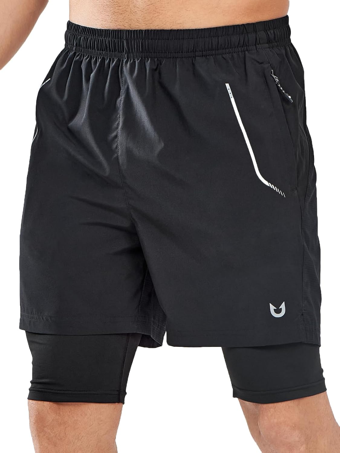 NORTHYARD Men's Workout Shorts 2 in 1 with Zipper Pockets Gym Running Athletic S...