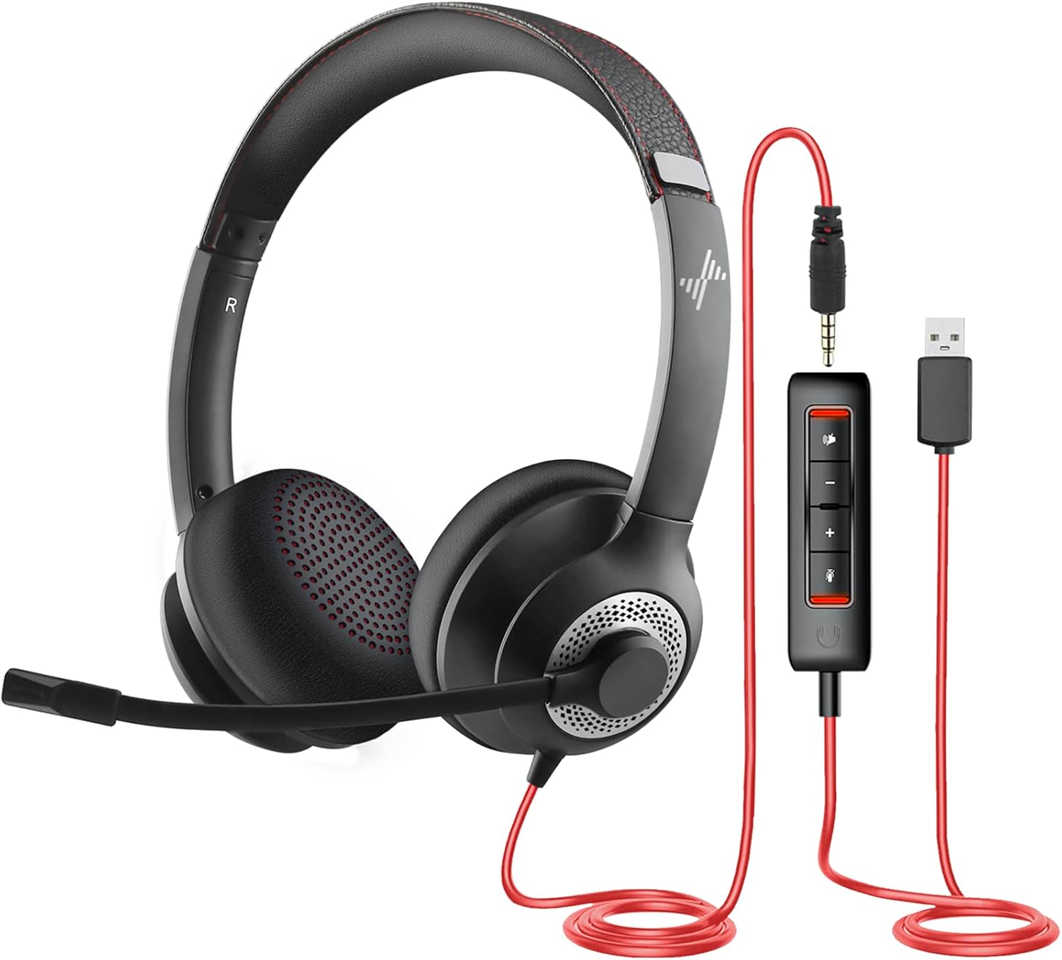 USB Headset with Mic for PC, On-Ear Computer Laptop Headphones with Noise Cancel...