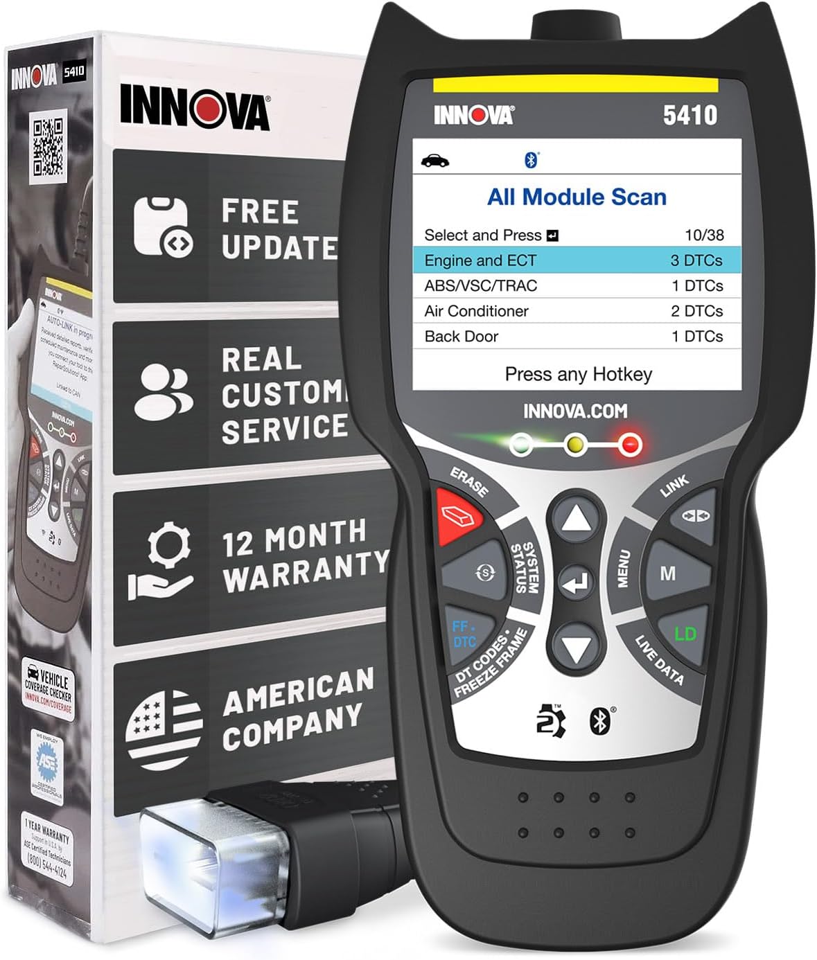 INNOVA 5410 All-System OBD2 Scan Tool – Read/Erase Check Engine, ABS, SRS, and T...