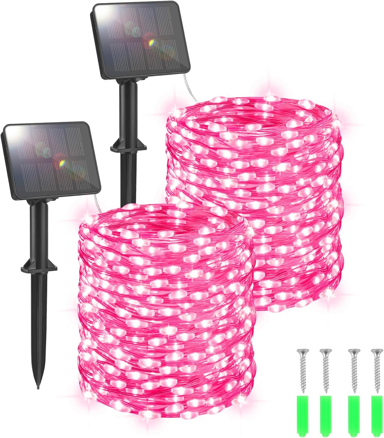 FFZZKJ Solar Lights Outdoor Garden Waterproof Total 240LED 12Mx2 Pack Outdoor So...