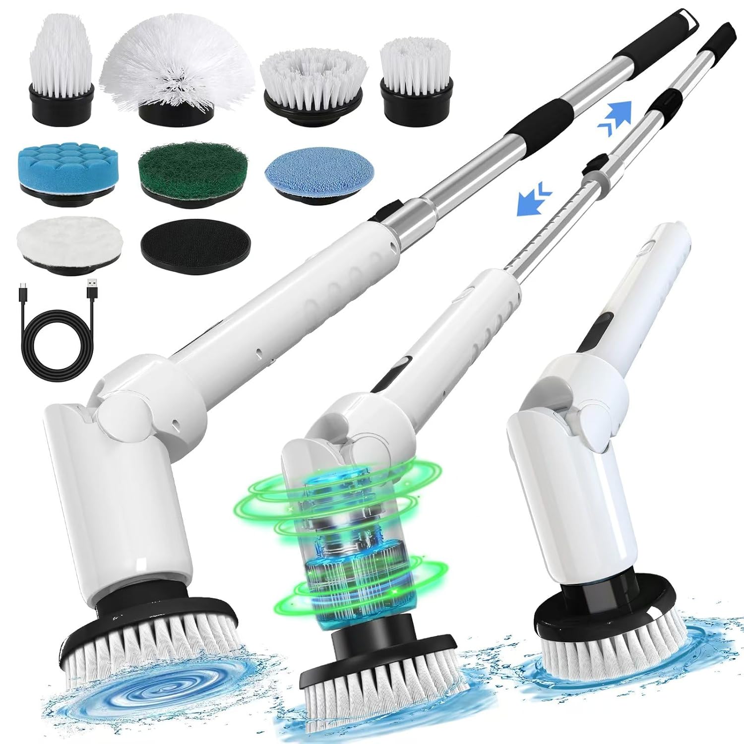 Electric Spin Scrubber - Cordless Cleaning Brush with Digital Display, 2 Speeds,...