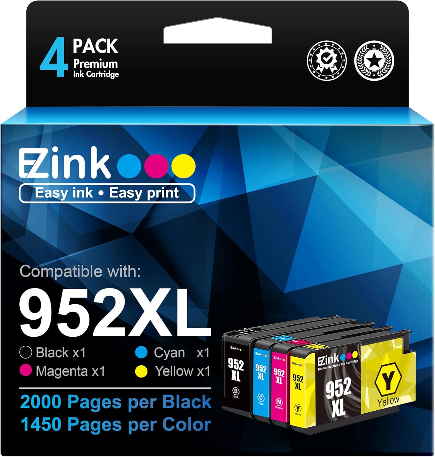 E-Z Ink 952XL Ink Cartridges Combo Pack Latest Upgrade Replacement for HP 952 XL...