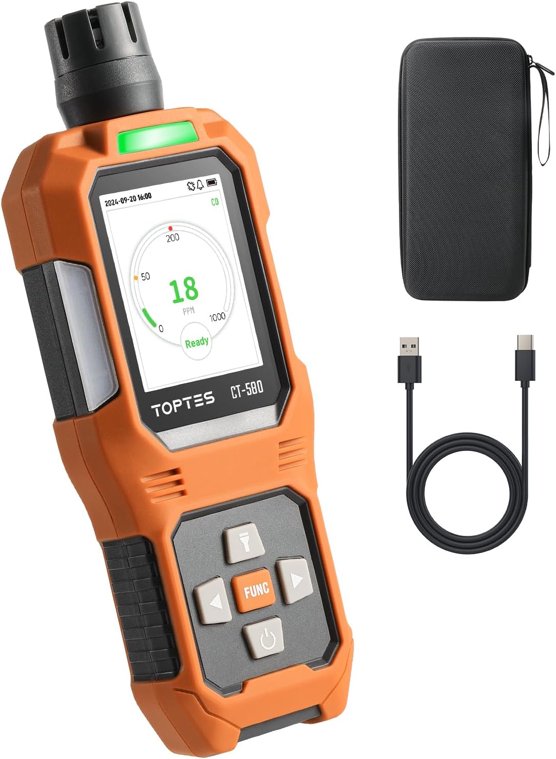 CT-580 Portable Carbon Monoxide Detector, Rechargeable CO Detector with Vibratio...