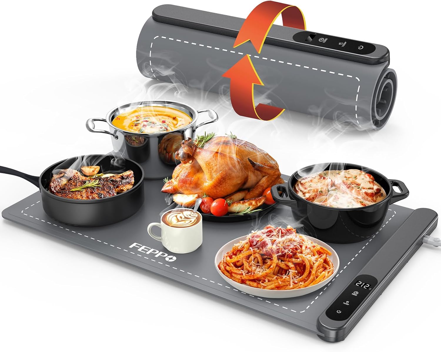 FEPPO Food Warming Mat, Upgrade High-tech Graphene Heating, Fast Full Surface El...