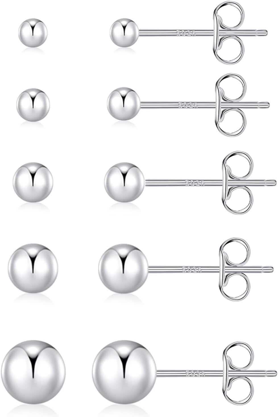 PRETOLE Sterling Silver Stud Earrings, Sterling Silver Earrings 925 Silver Diamo...