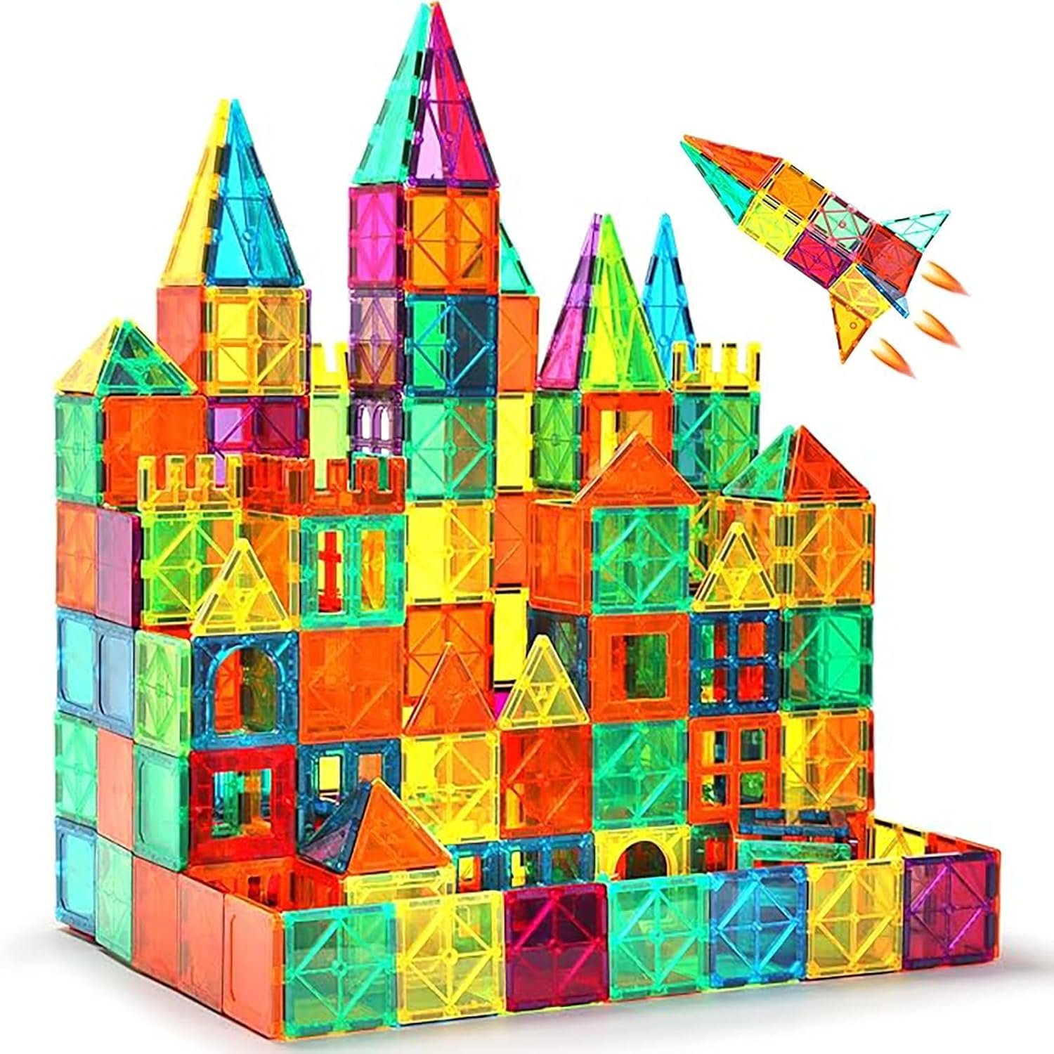 Magnetic Tiles, 63PCS Magnetic Blocks for Kids, Magnet Building Set, Constructio...