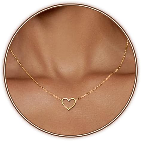 Zeffy Cute Heart Necklace 18k Gold/Silver Plated Tiny Heart Pendant Choker Neckl...