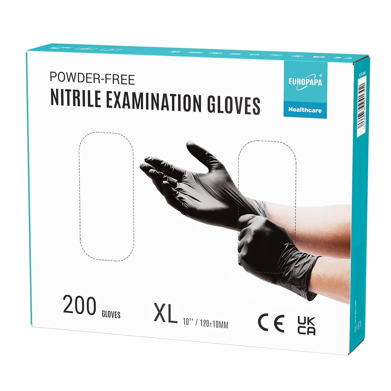 EUROPAPA® 200x Disposable Nitrile Gloves Powder-Free Examination Gloves EN455 EN...