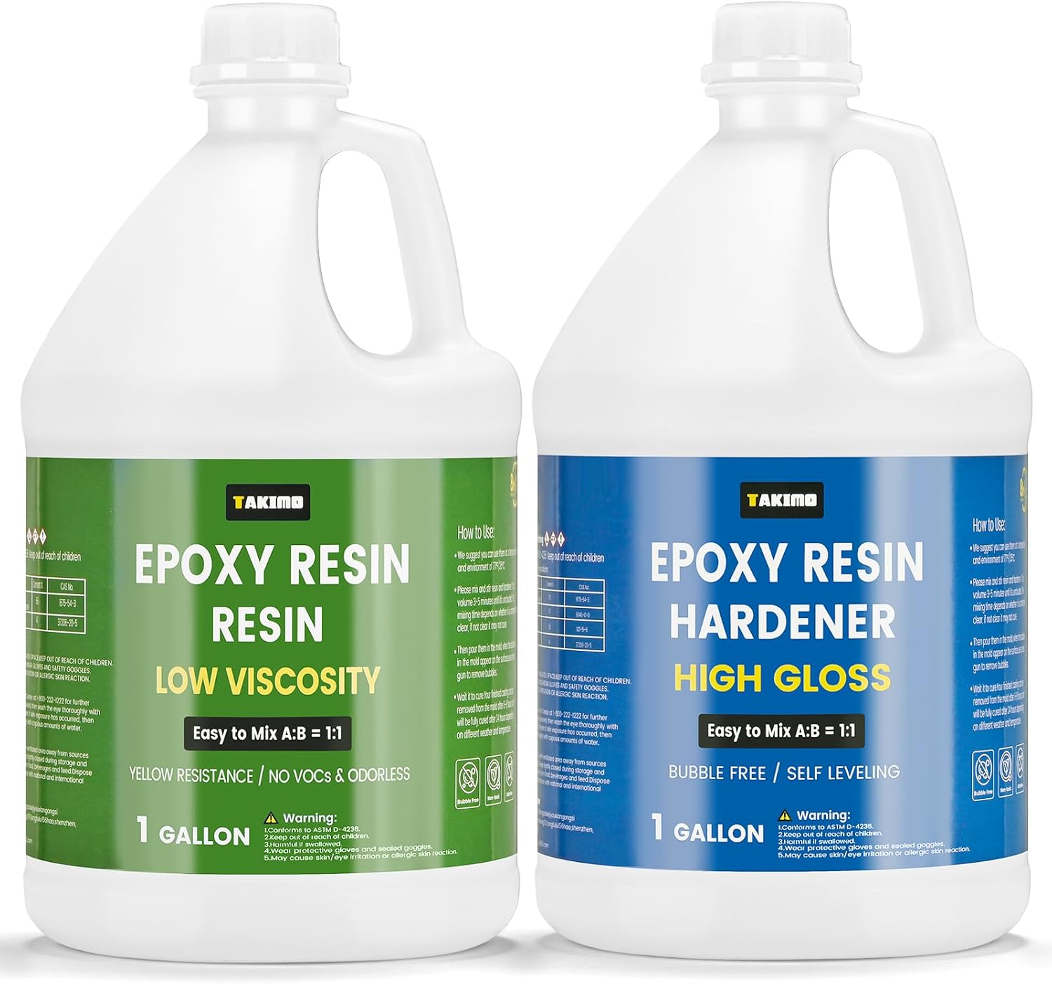 2 Gallon Crystal Clear Resin Kit,No Bubble & Not Yellowing Epoxy Resin for Coati...