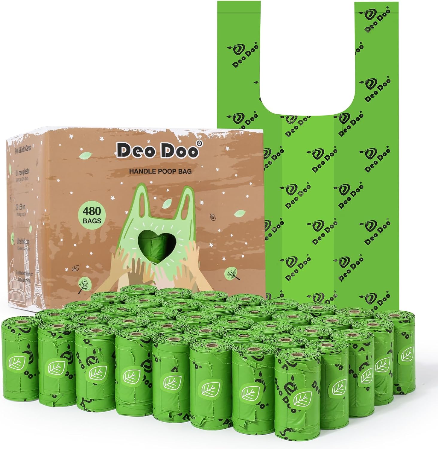 Dog Poo Bags Biodegradable Large Poop Bags with Tie Handle Recycle Leak-Proof 40...
