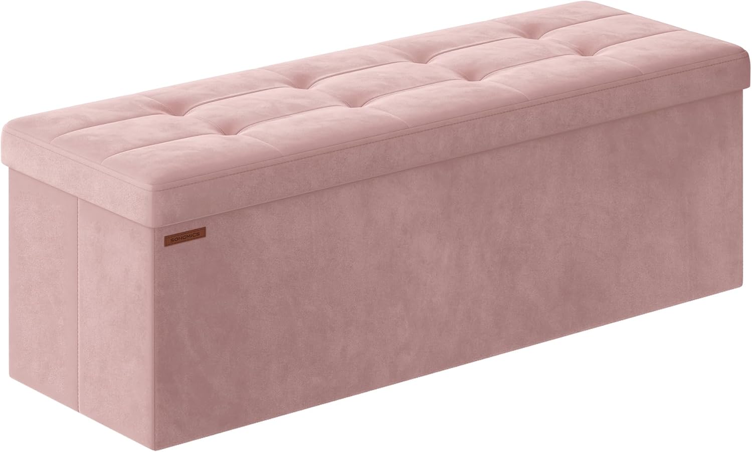 SONGMICS Storage Ottoman Bench, Foldable Ottoman Foot Rest, 15 x 43 x 15 Inches,...