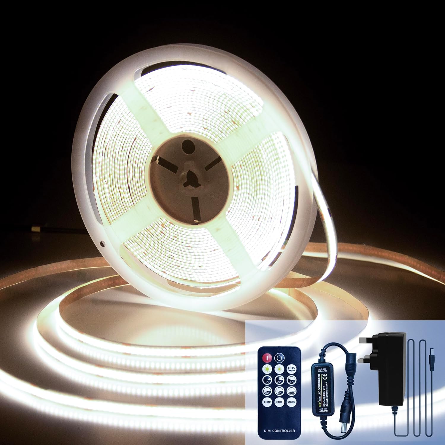 luktix COB LED Strip 10M, 4000K Natural White LED Strips, 24V Dimmable LED Strip...