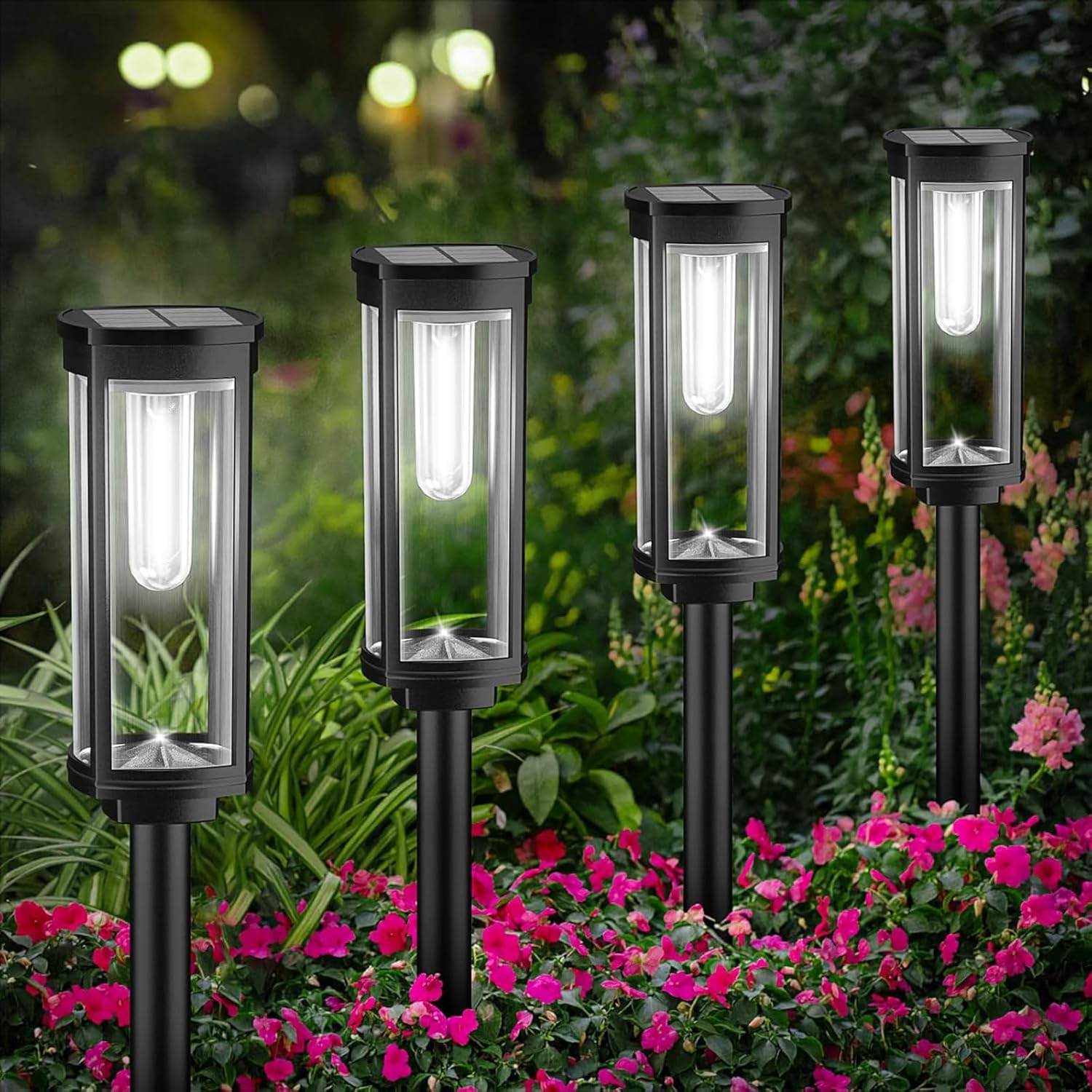 Bright Solar Lights Outdoor 6 Pack, Solar Pathway Lights Waterproof IP65, Auto O...