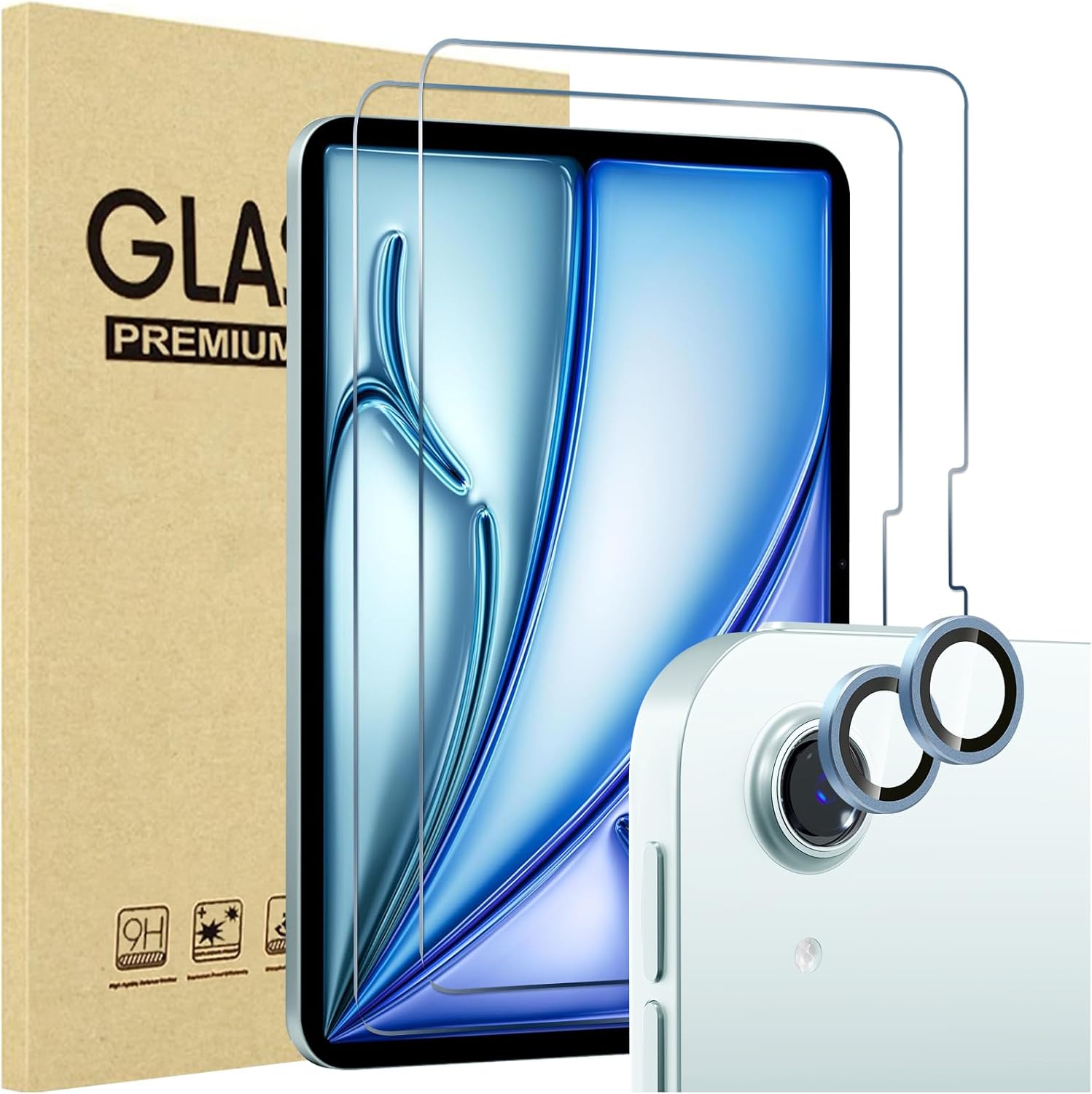 ProCase 2 Pack Screen Protector for iPad Air 13 Inch 2024 M2 + 2 Pack Camera Len...