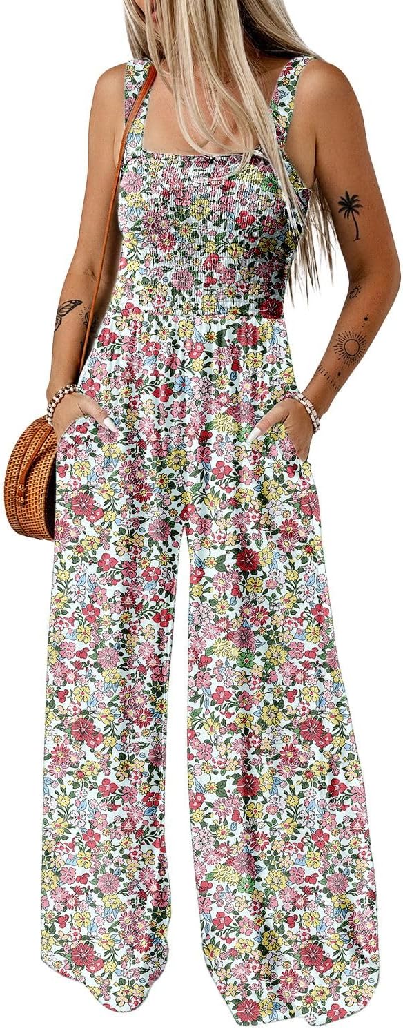 Happy Sailed Jumpsuits for Women Summer Casual Floral Print Sleeveless Jumpsuit...