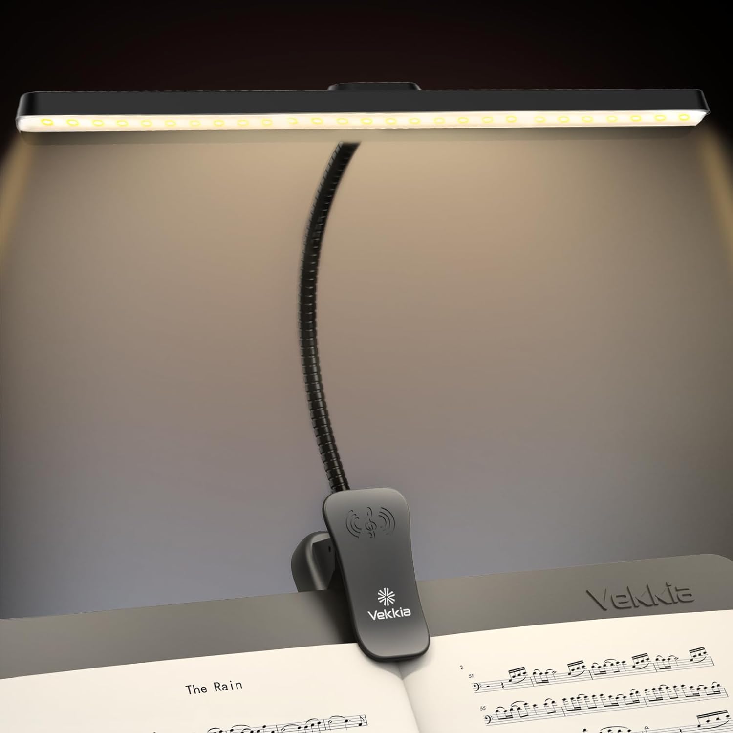 Vekkia Professional 88 LED Rechargeable Music Stand Light - Foldable Clip-on Lam...