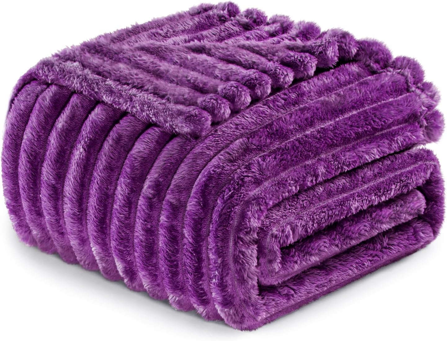 Exclusivo Mezcla Fleece Throw Blanket for Couch, Super Soft Striped Jacquard Bed...