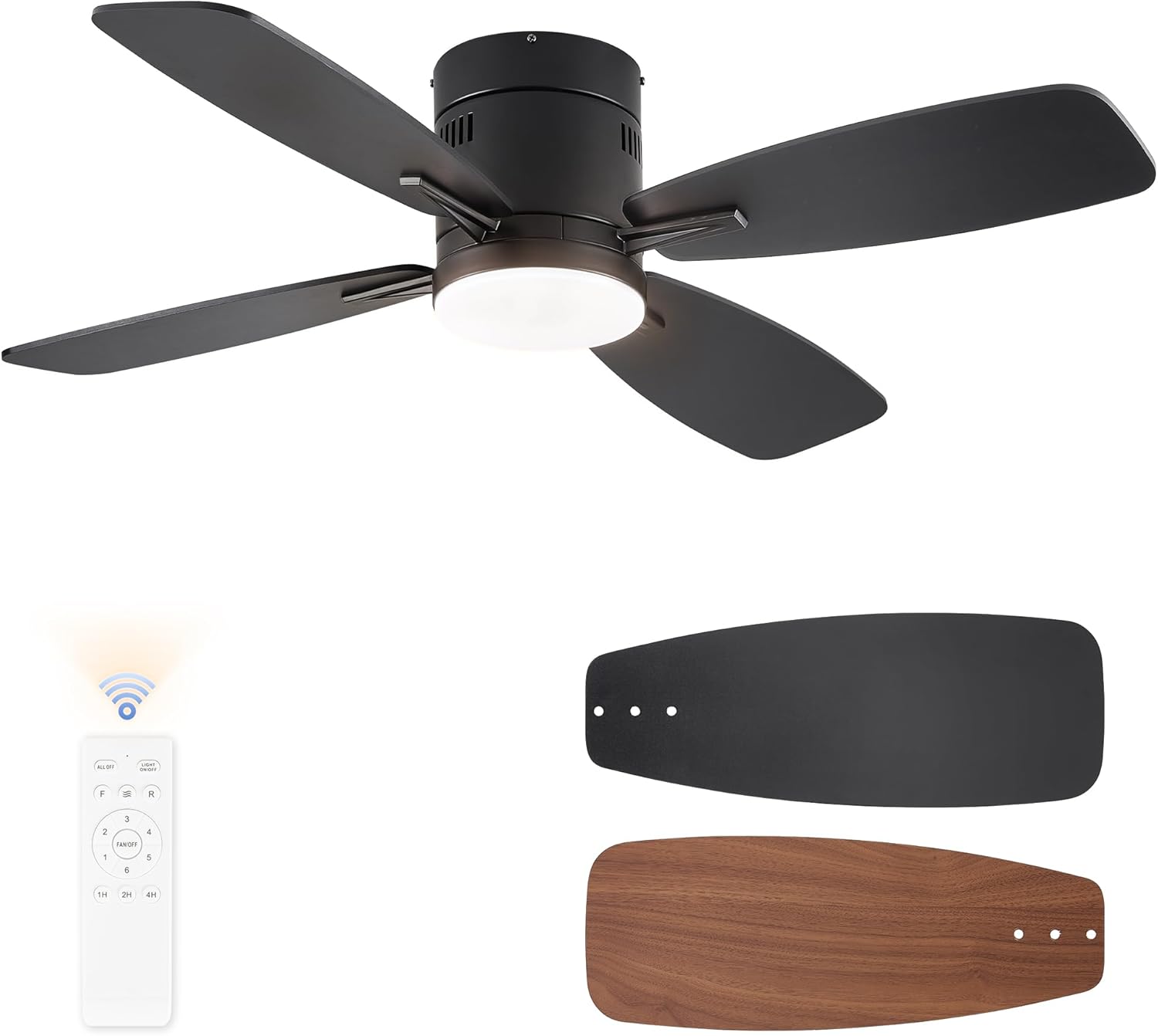 LEDIARY 42 inch Ceiling Fans with Lights and Remote Control,Flush Mount Ceiling...