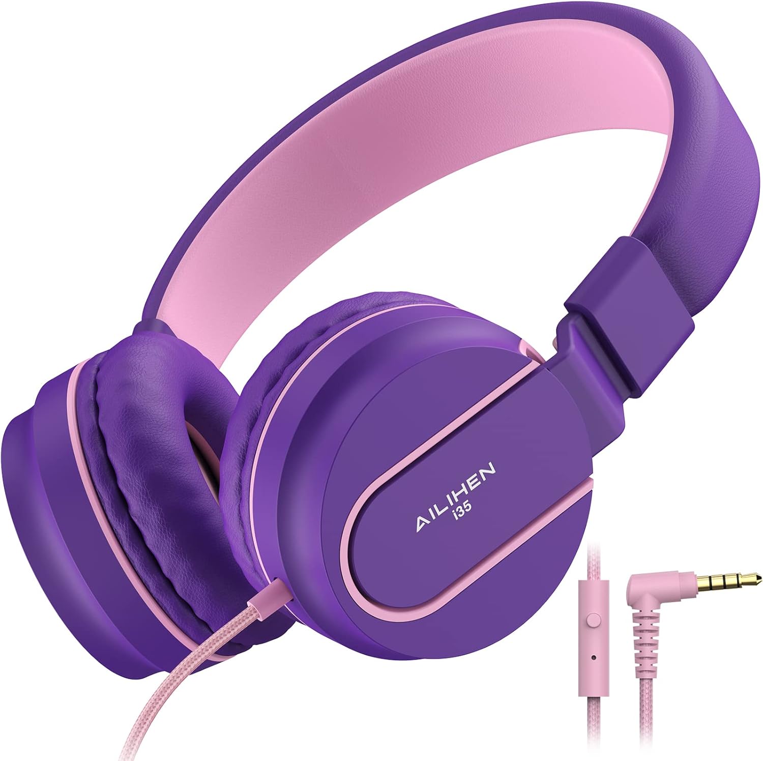 Kids Headphones, AILIHEN I35 On-Ear Headphones for School, Safe Volume 93dB, HD...