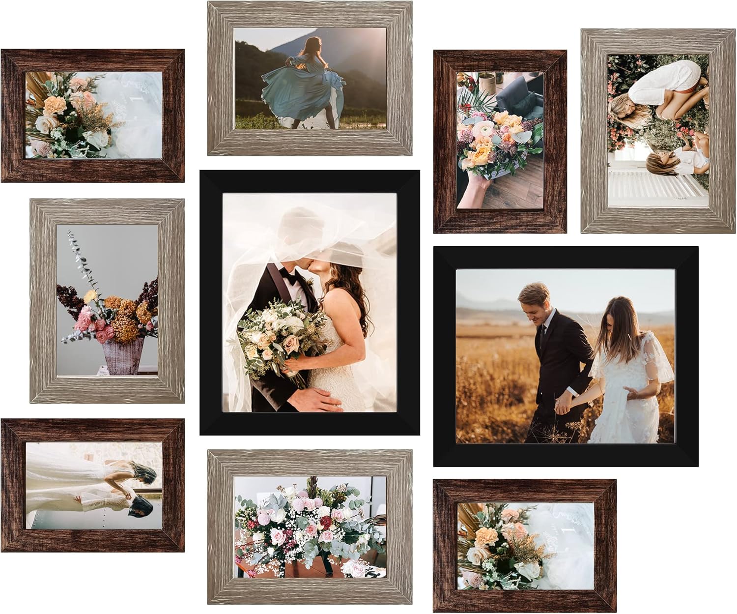LUCKYLIFE Picture Frame Set 10-Pack, Gallery Wall Frame Collage with 8x10 5x7 4x...