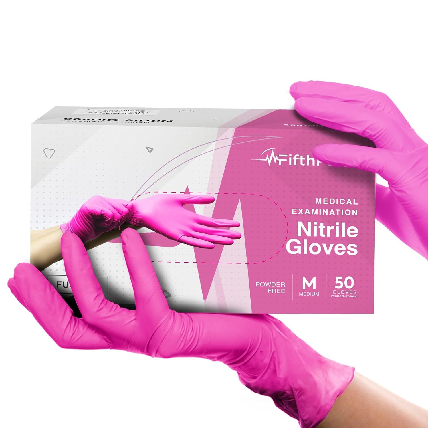 Fuchsia Hot Pink Nitrile Disposable Gloves - 50 Co...