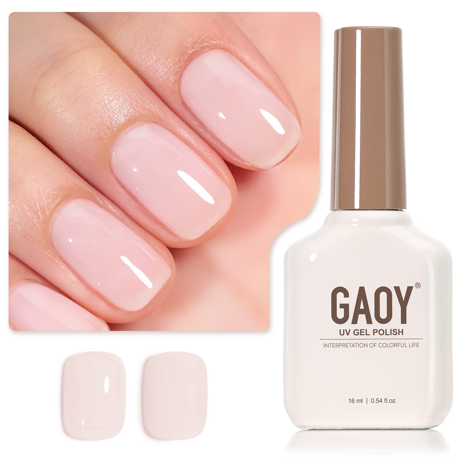 GAOY Sheer Light Pink Gel Nail Polish, 16ml Jelly Milky White Peach Translucent...
