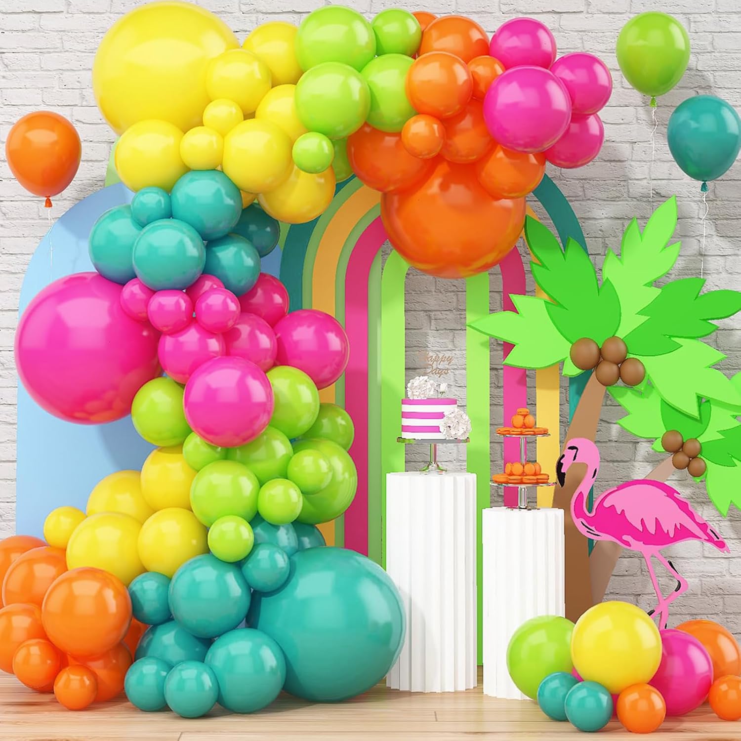 110pcs Tropical Hawaiian Balloons Arch Garland Kit Luau Party Decorations Hot Pi...