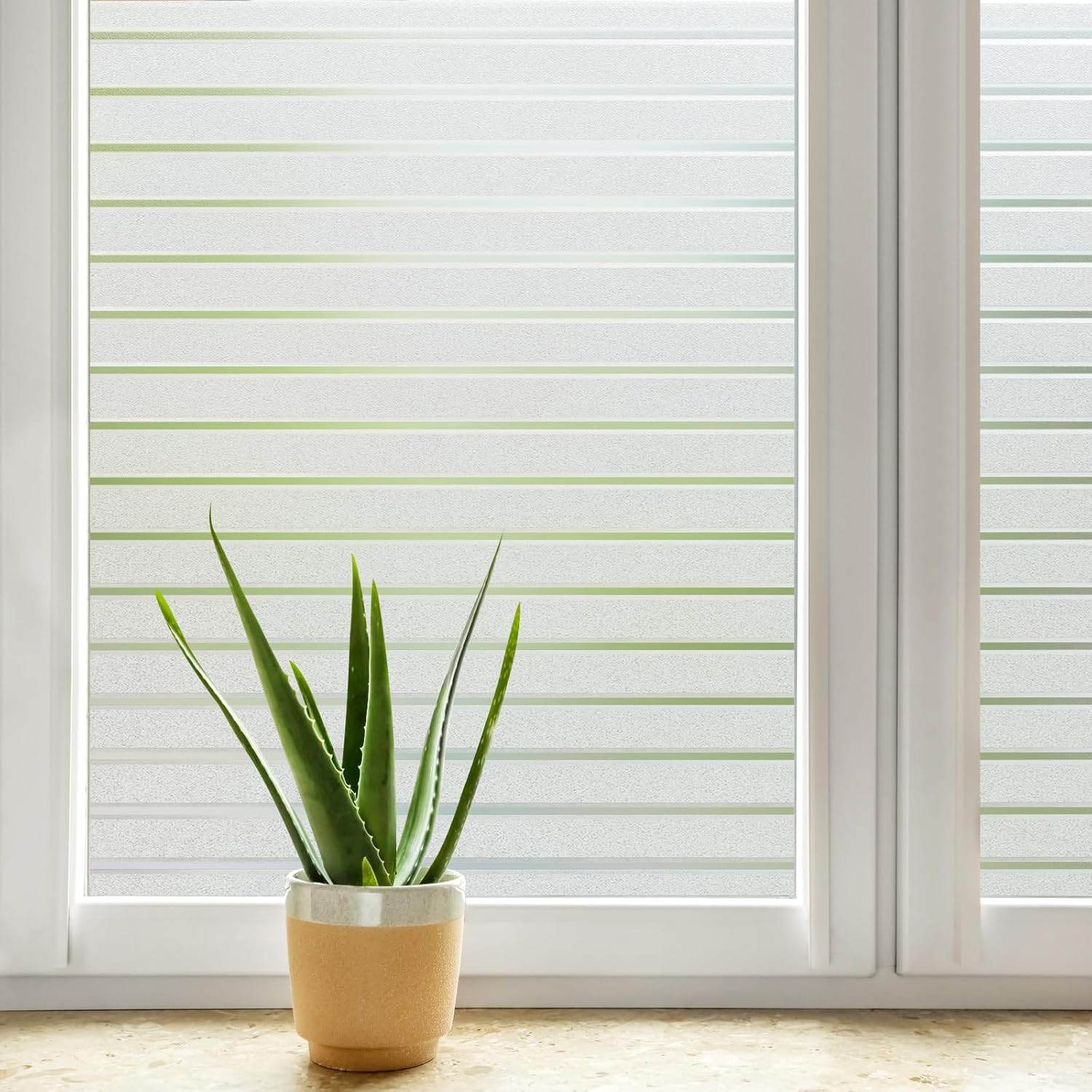 DOWELL Window Film Privacy Film for Glass Windows 90x200cm, Frosted Stripe Patte...
