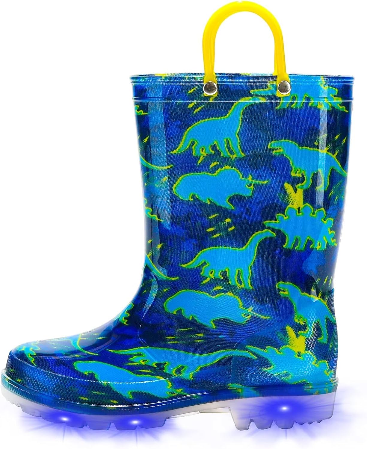 EUXTERPA Kids Toddler Light Up Rain Boots Boys Girls Waterproof Patterns and Gli...