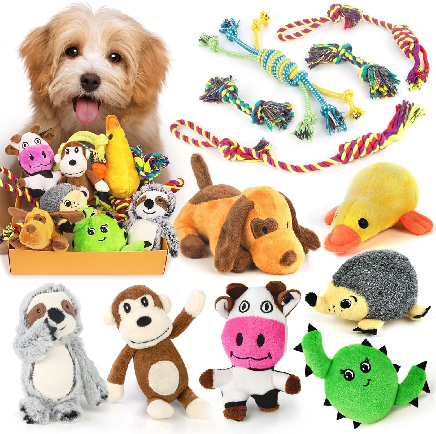 LEGEND SANDY Dog Squeaky Toys for Small Dogs, 12 Pack Puppy Toys for Teething, C...