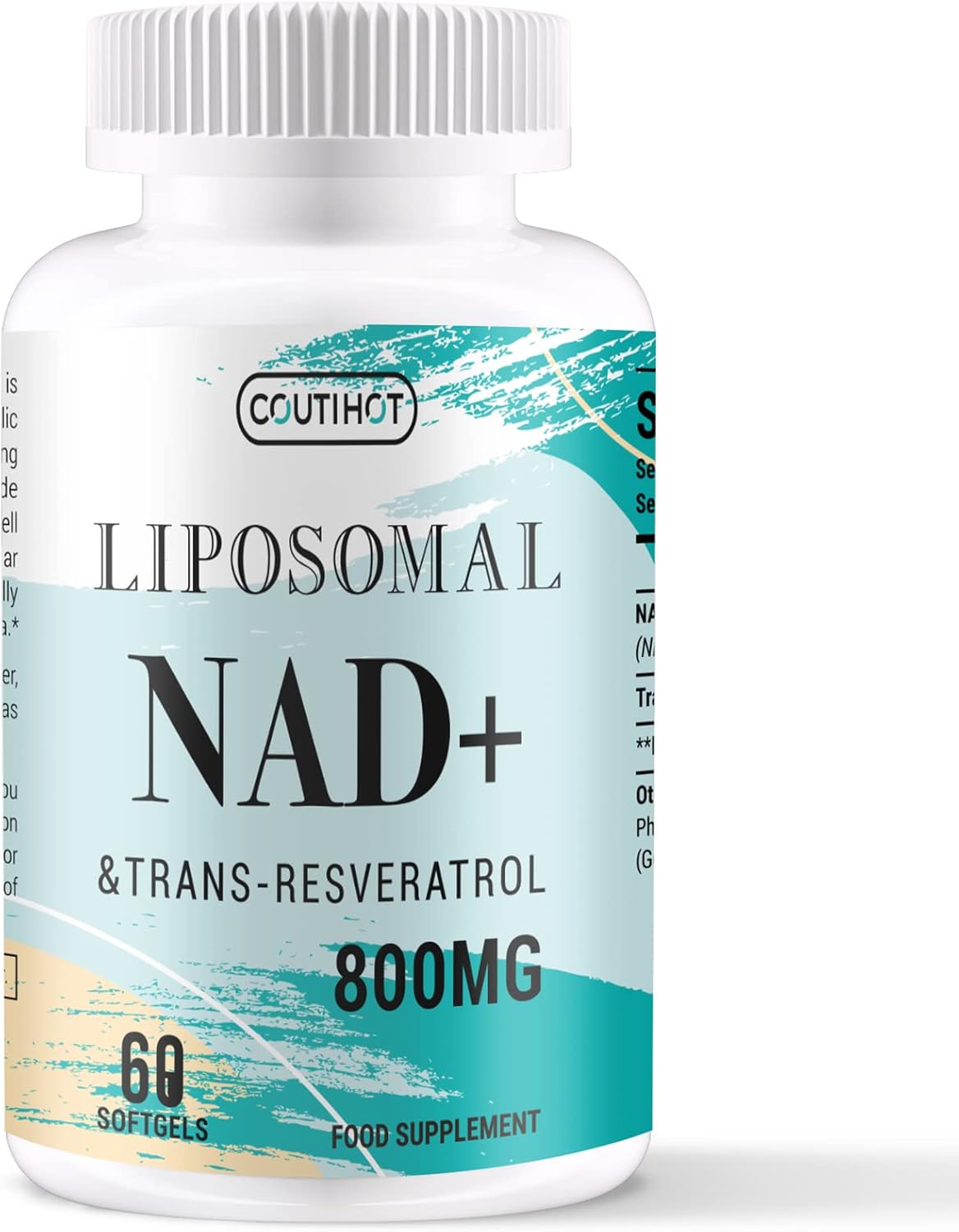Liposomal NAD+ 500mg with Trans-Resveratrol 300mg Softgels | Actual NAD+ Supplem...