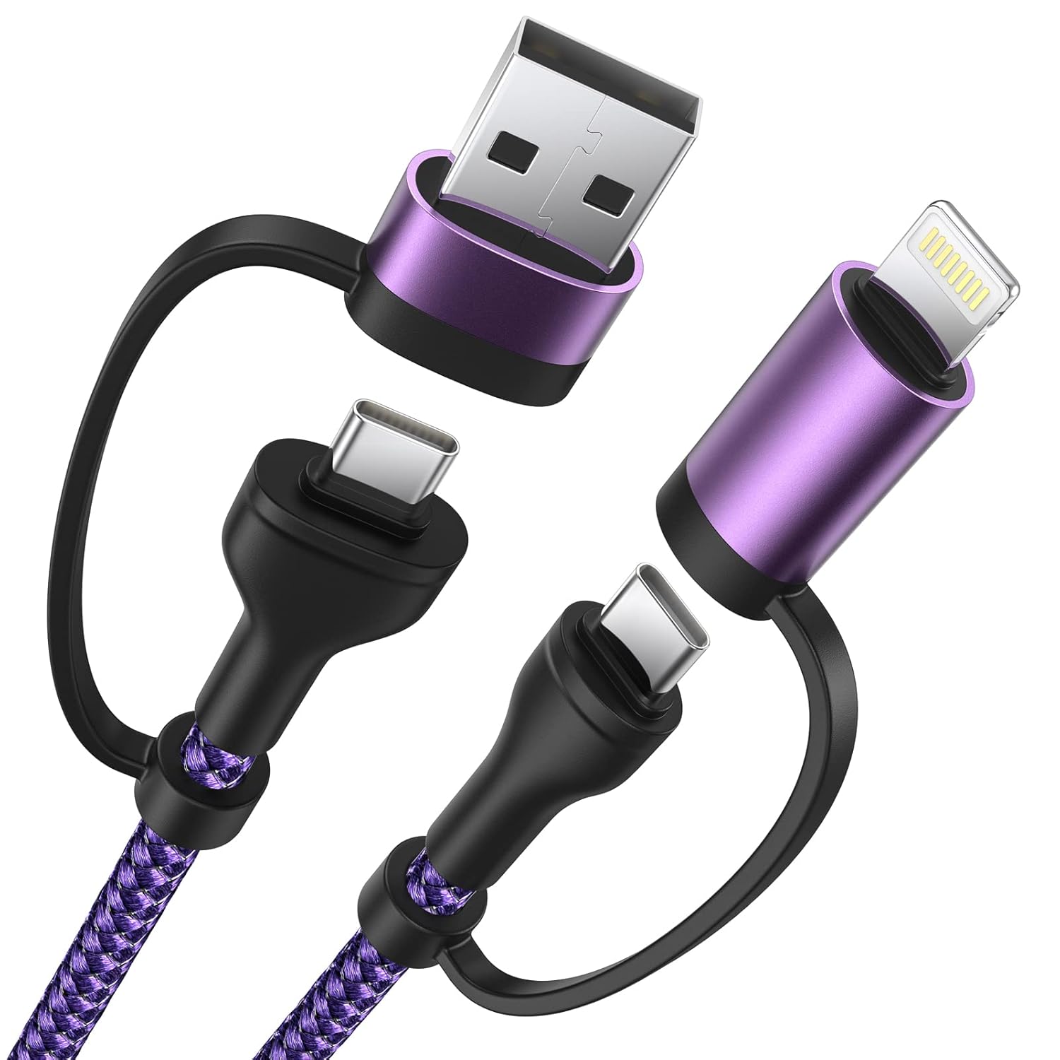 4 in 1 Fast Charging Cable 60W 6FT Apple MFi Certified USB C to Lightning Cable...