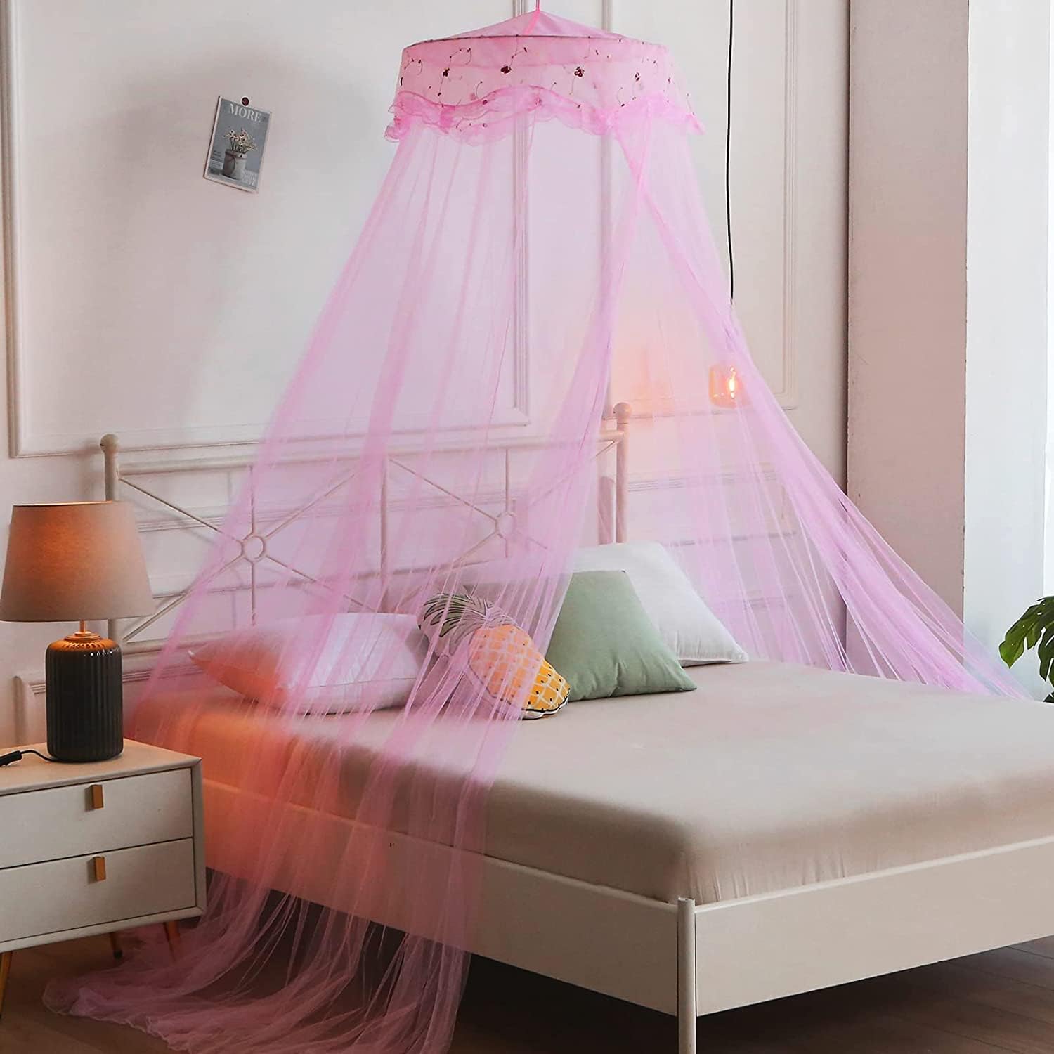 VISATOR Mosquito Net Bed Canopy for Girls,King Canopy Bed Curtains Queen Size fr...